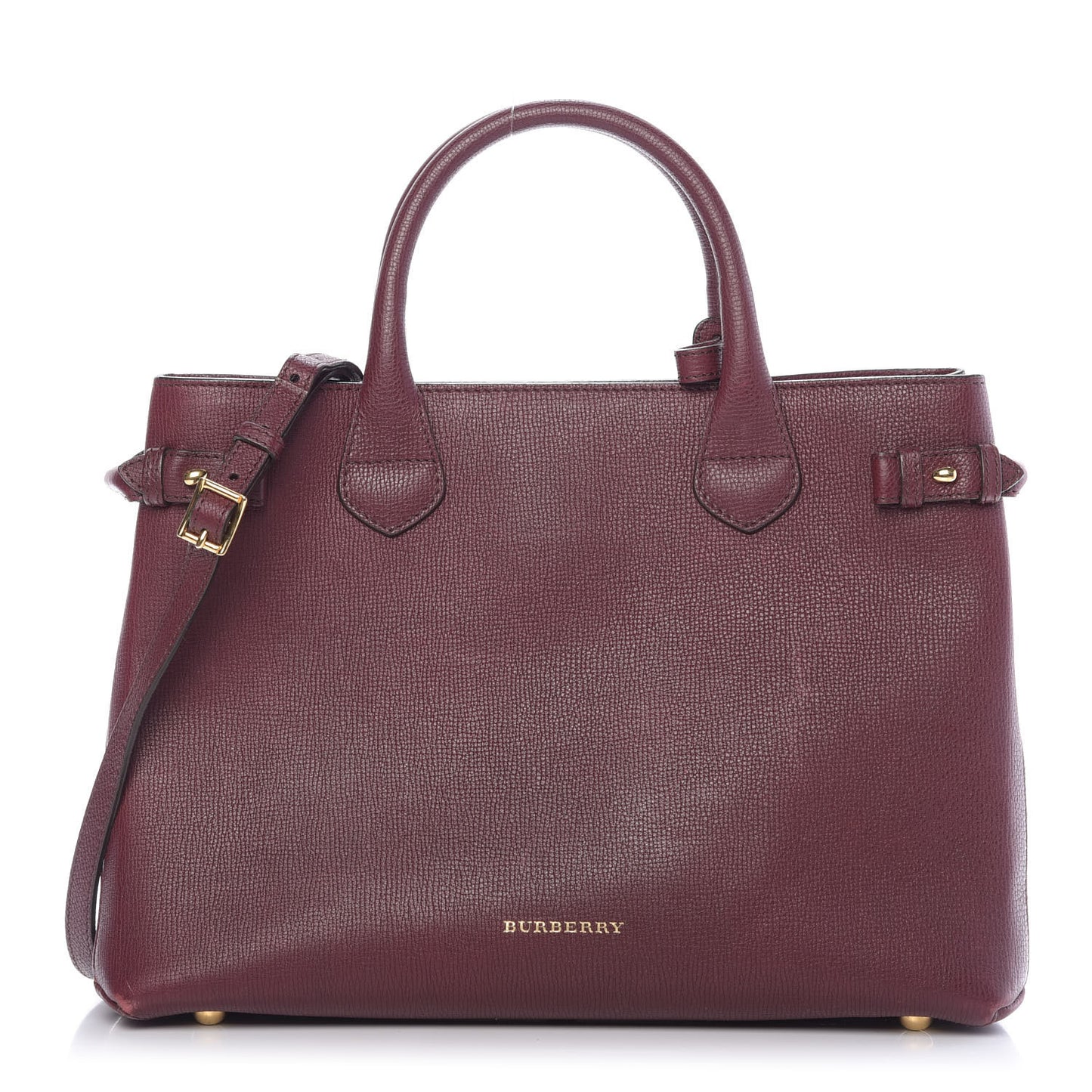 Grainy Calfskin House Check Medium Banner Tote Mahogany Red