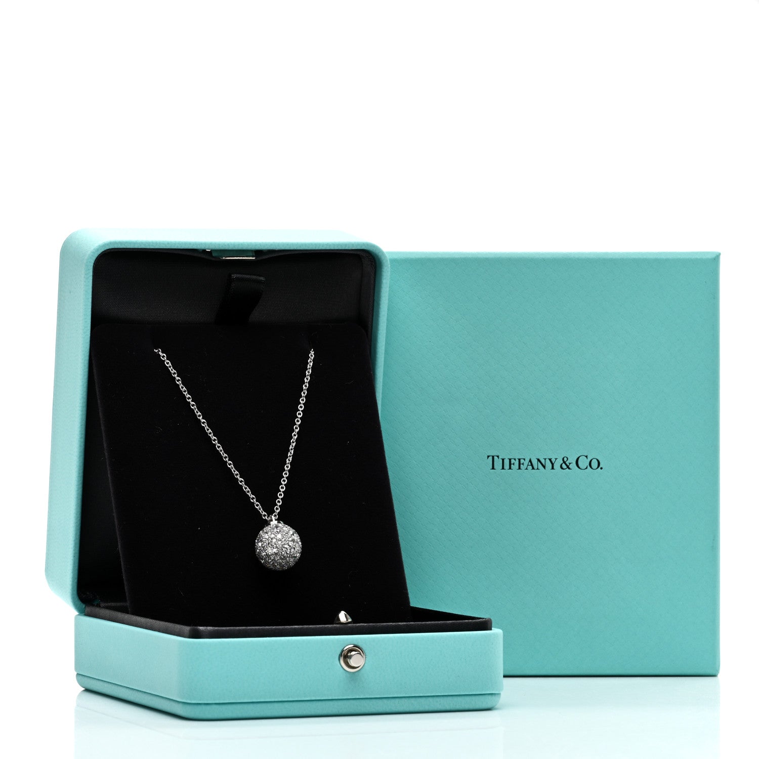 Tiffany 18K White Gold Diamond 12mm HardWear Ball Pendant Necklace 5 of 5