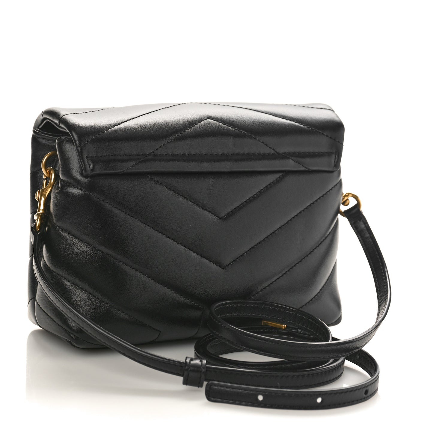 Calfskin Y Quilted Monogram Toy Loulou Crossbody Bag Black