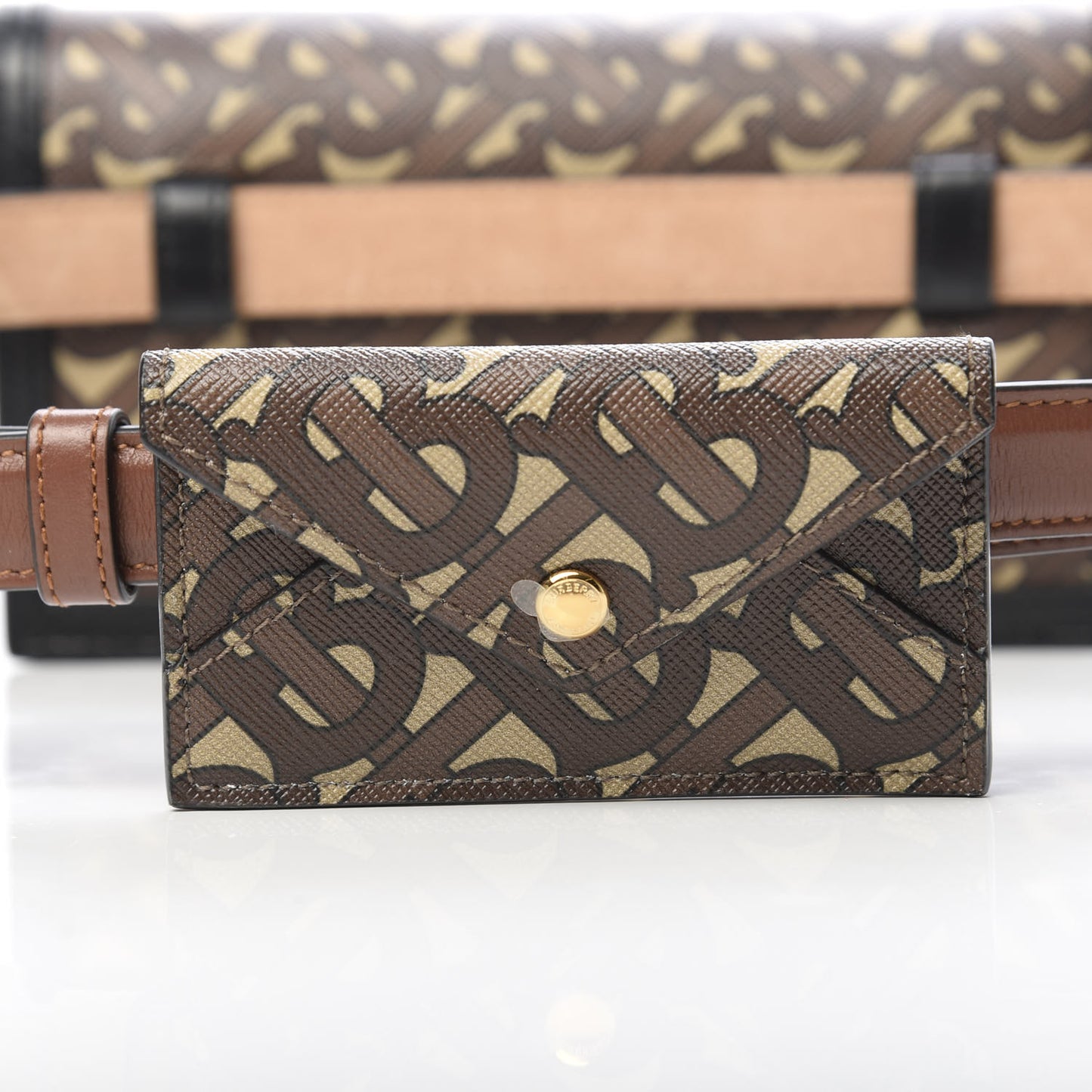 E-Canvas Monogram TB Envelope Belt Bag Bridle Brown