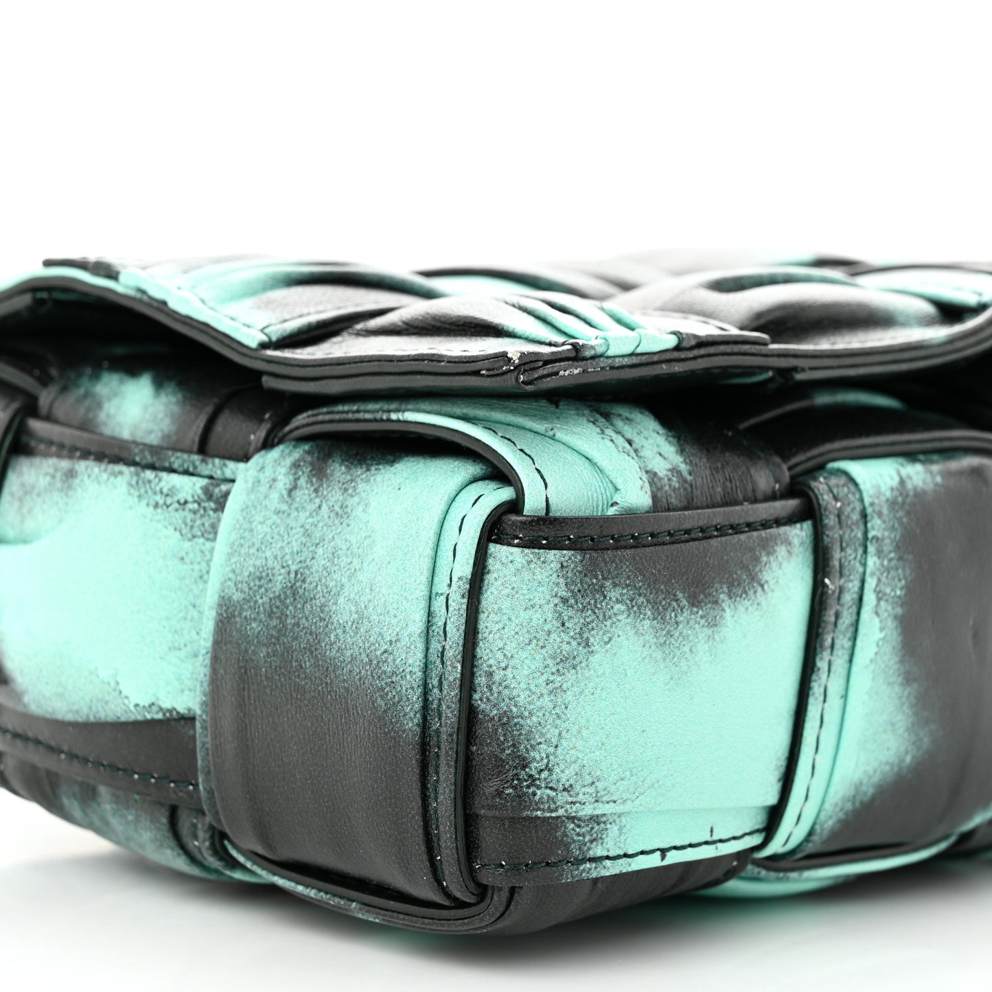 Foulard Tie Dye Maxi Intrecciato Padded Cassette Crossbody Bag Celadon Inkwell