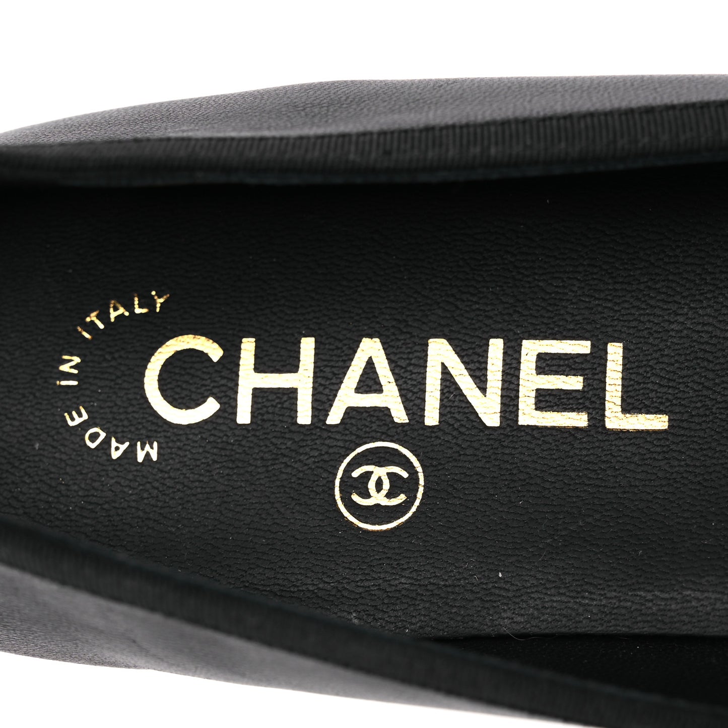 Goatskin Cap Toe Bow CC Ballerina Flats 38.5 Black