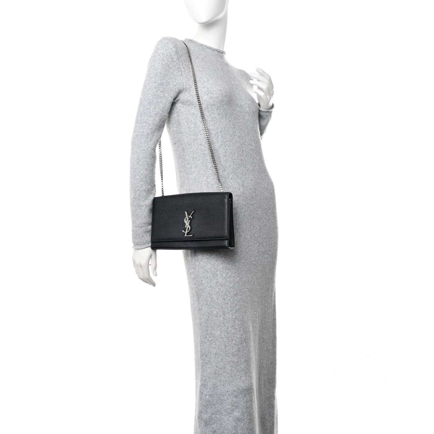 Grain De Poudre Medium Classic Monogram Kate Satchel Black