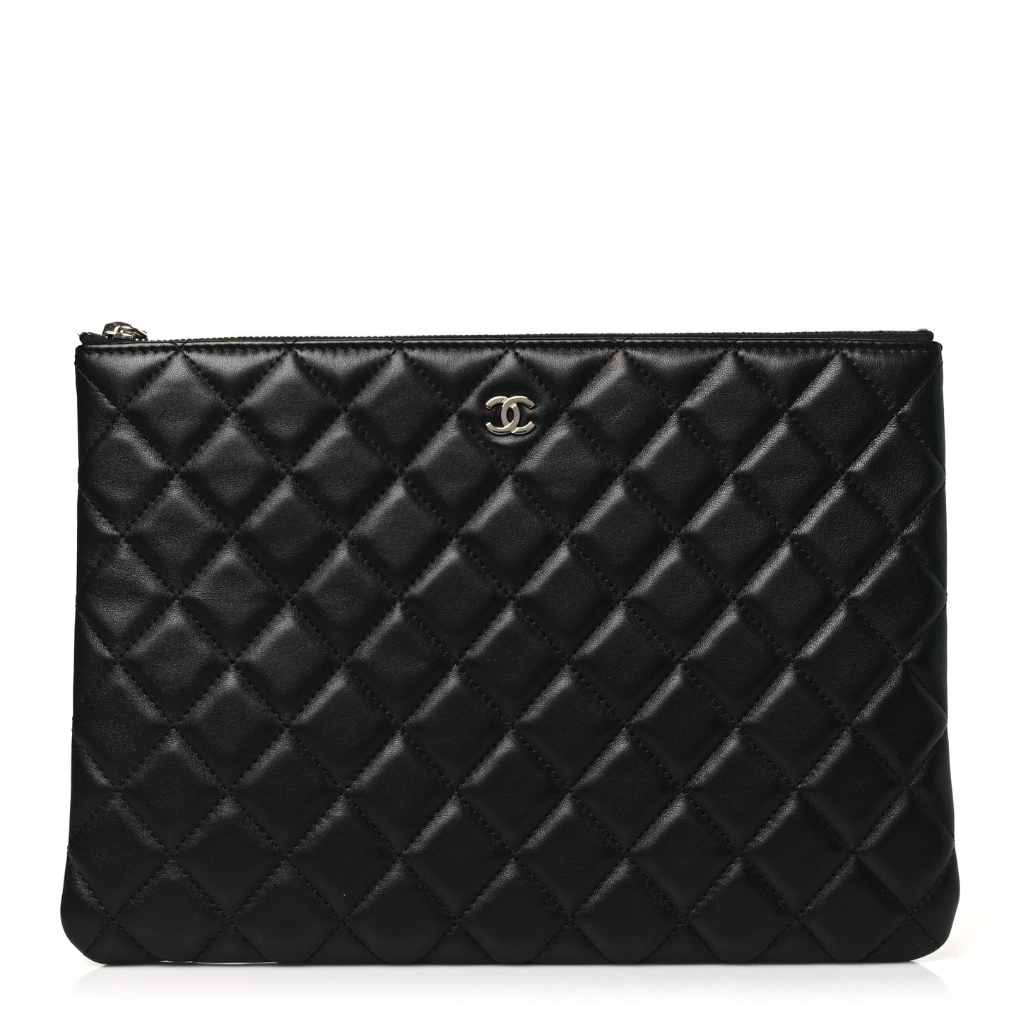 Lambskin Quilted Medium Cosmetic Case Black