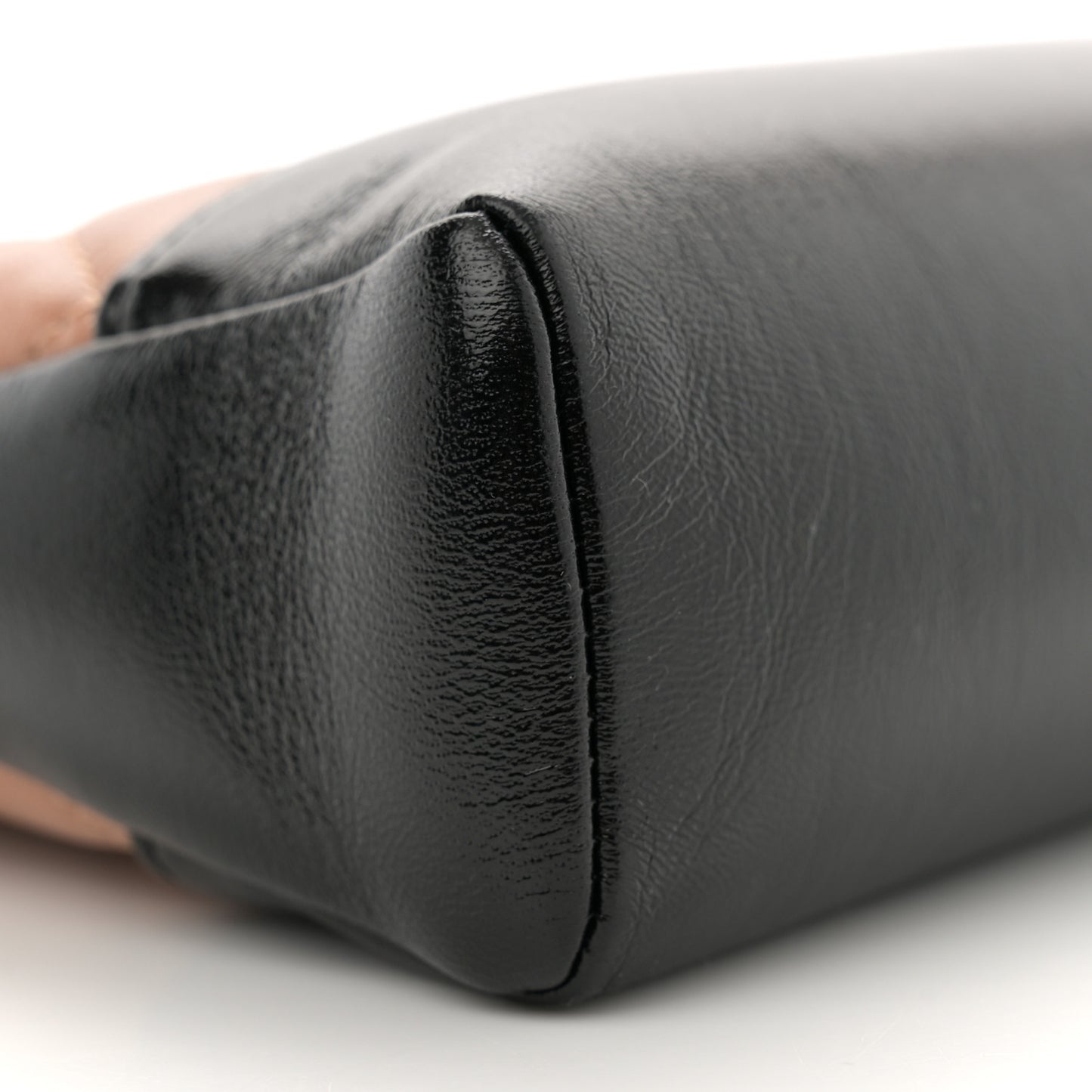 Shiny Crumpled Calfskin Quilted Mini 31 Shopping Bag Dark Beige Black