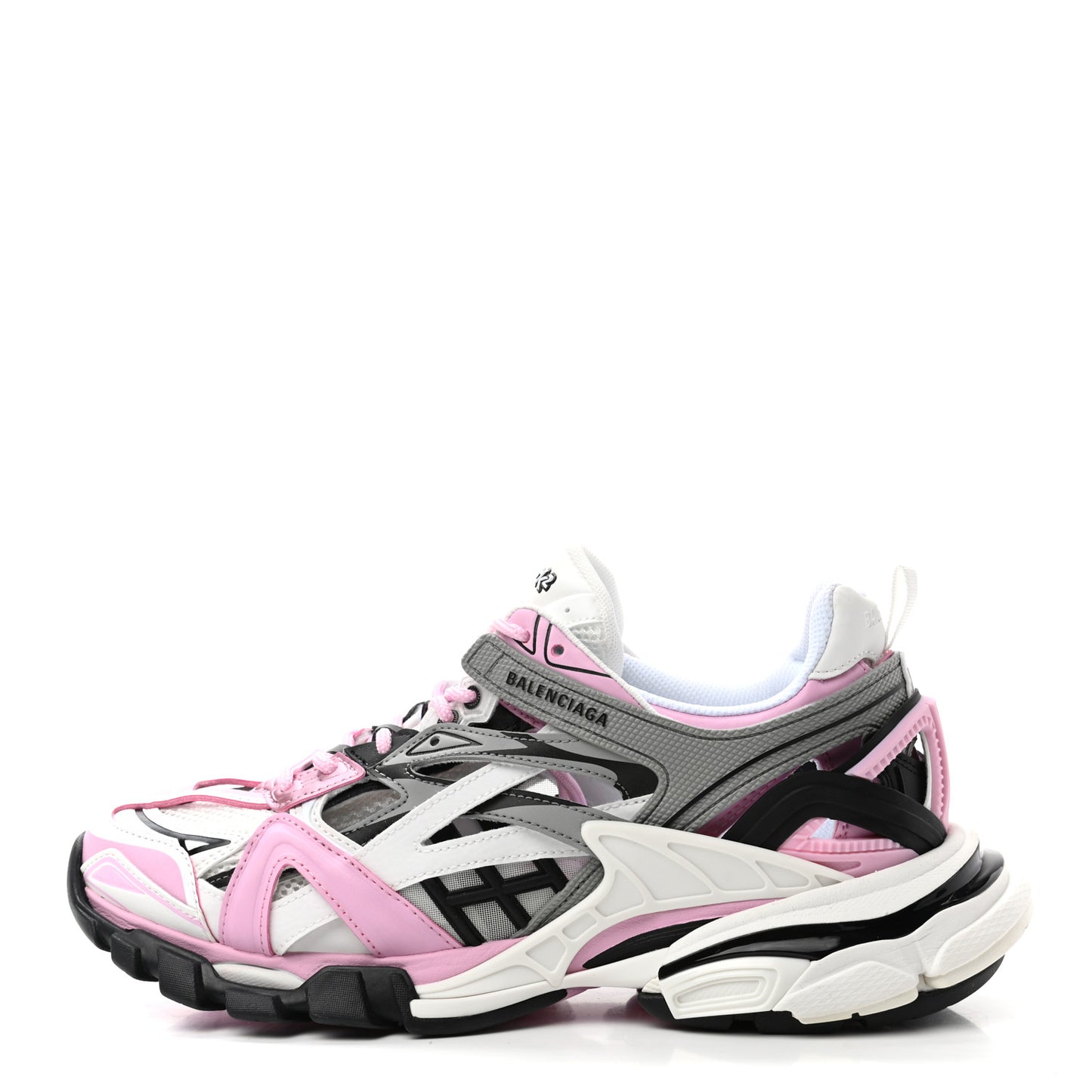 Rubber Mesh Tri-Color Womens Track.2 Open Sneakers 41 Pink Grey White