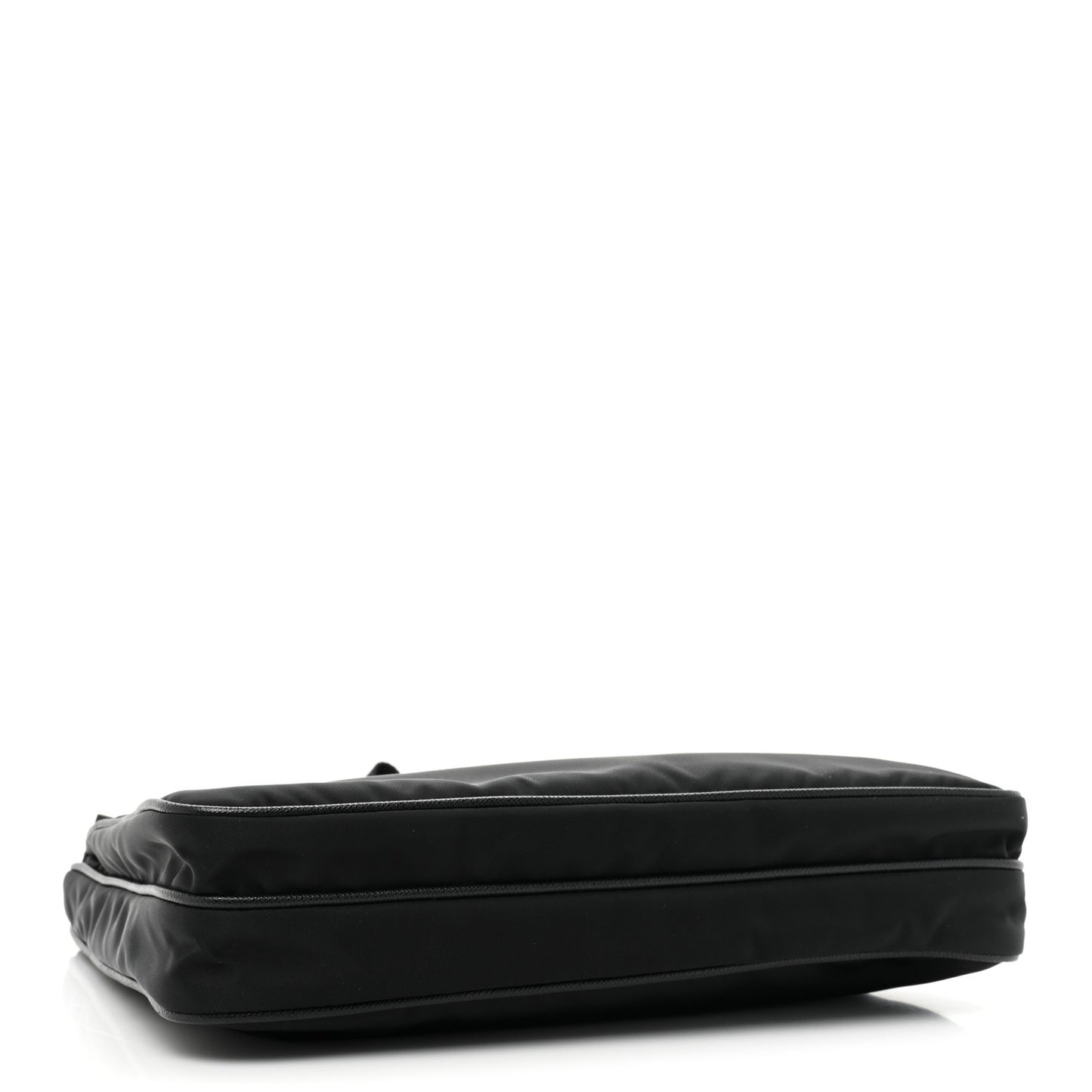 Re-Nylon Saffiano Pocket Flat Messenger Bag Black
