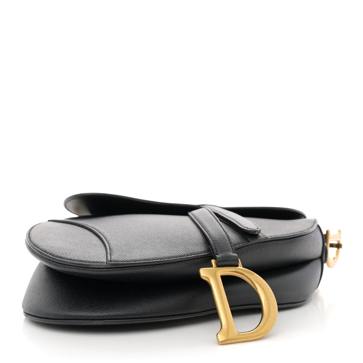 Grained Calfskin Saddle Bag Black