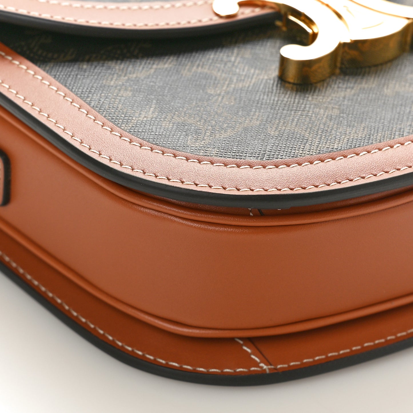 Canvas Calfskin Triomphe Teen Besace Tan