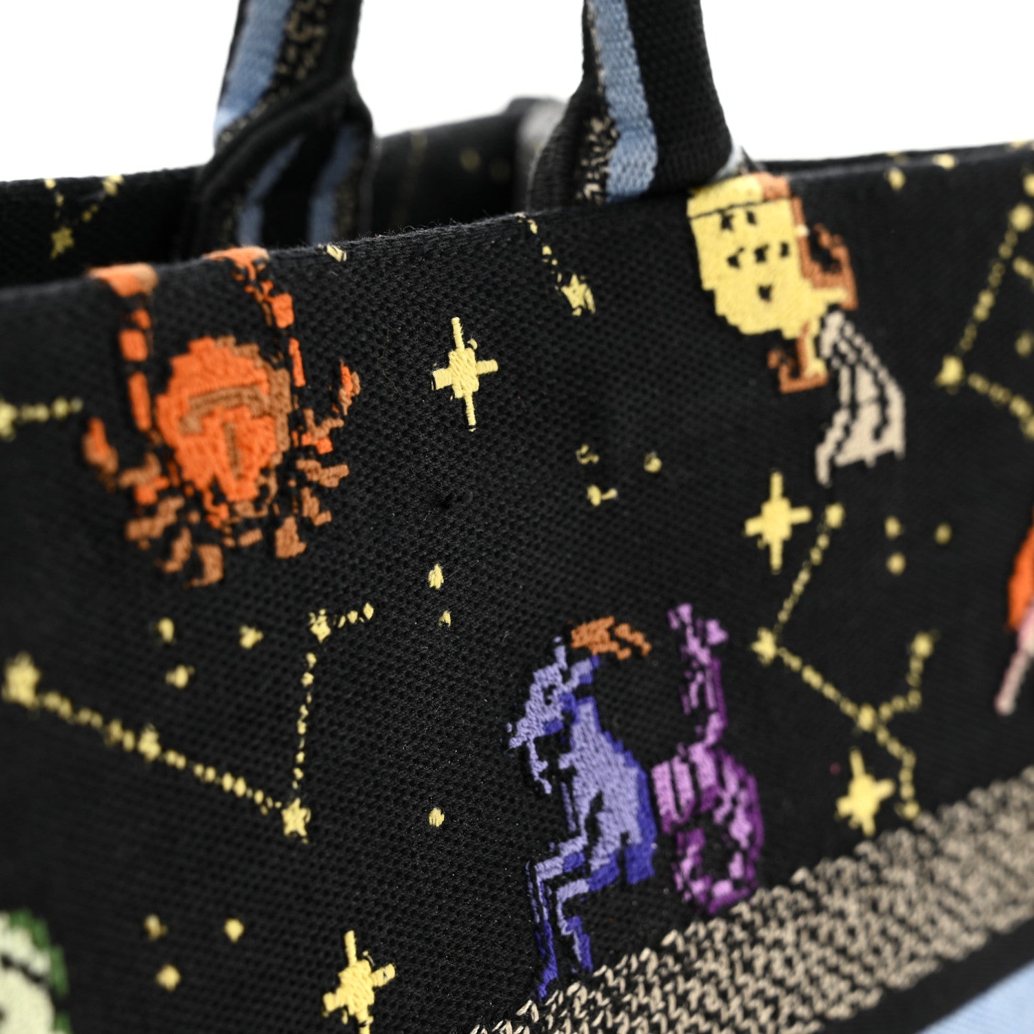Christian Dior Canvas Embroidered Medium Pixel Zodiac Book Tote Black Multicolor 11 of 13