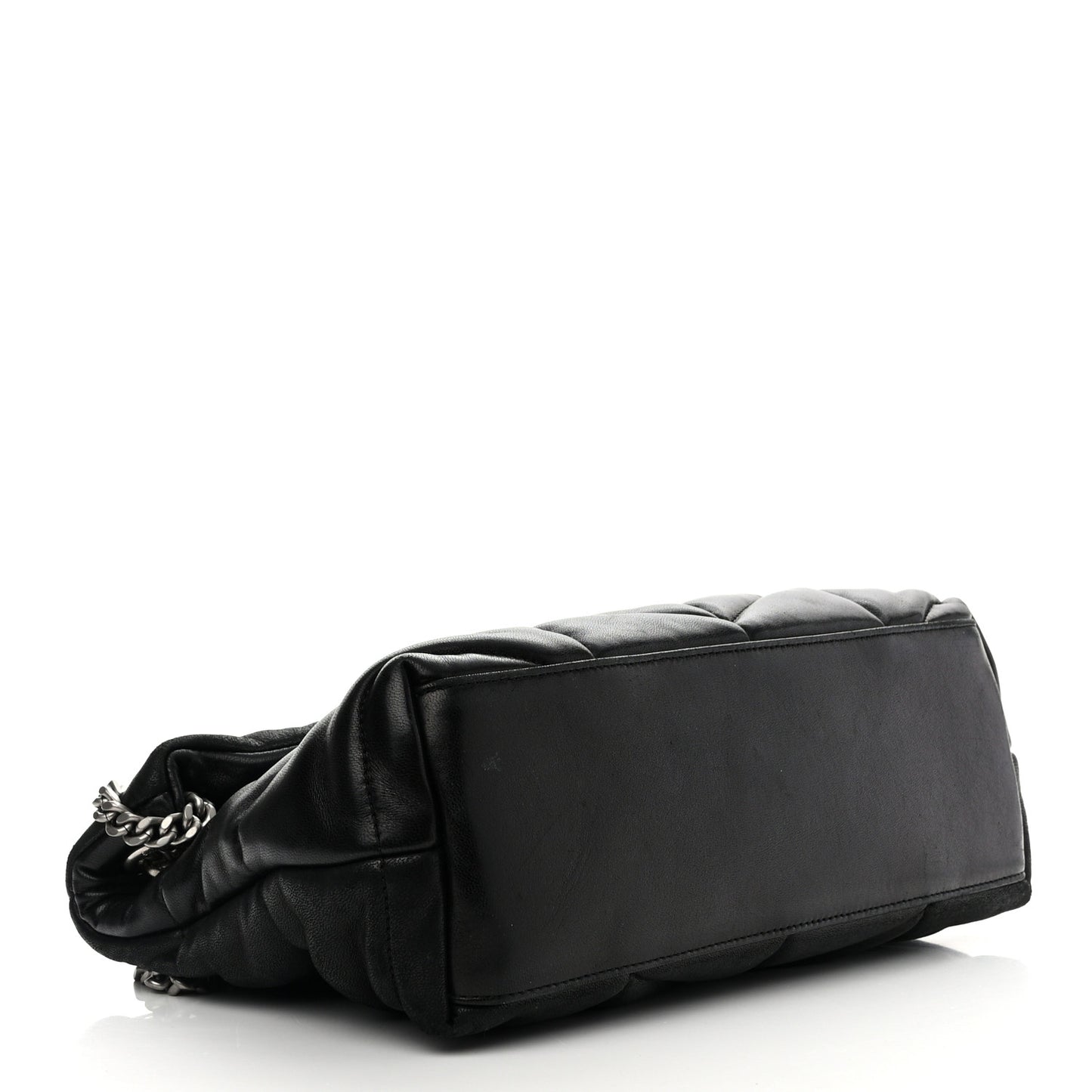 Lambskin Quilted Small Loulou Puffer Monogram Chain Satchel Black