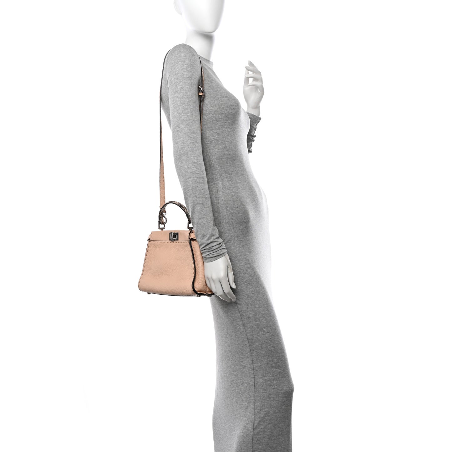 Cuoio Romano Snakeskin Selleria Mini Peekaboo Iconic Satchel Plaster