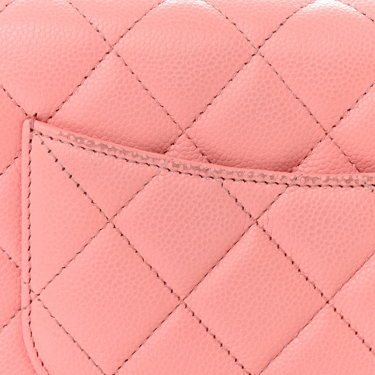 Caviar Quilted Wallet on Chain WOC Coral Pink
