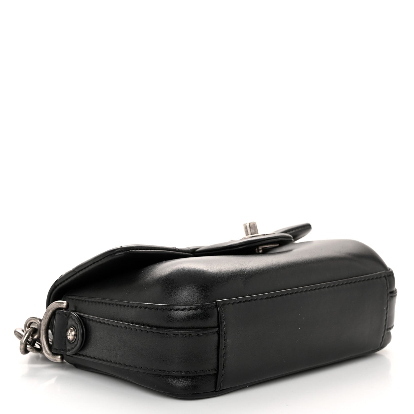 Calfskin Quilted Small Rock My Shoulder Flap Black