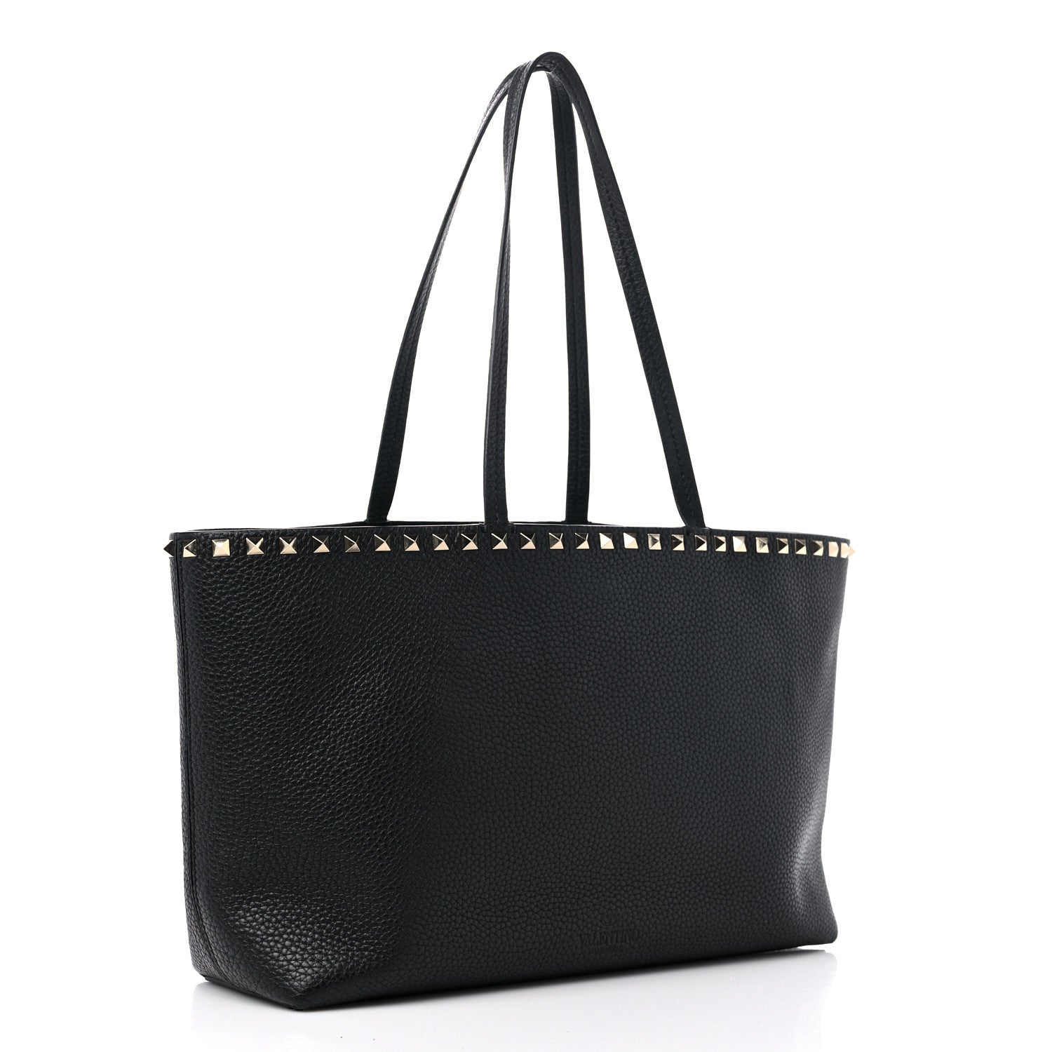 Valentino Garavani Grained Calfskin Small Rockstud Shoulder Tote Black 3 of 13