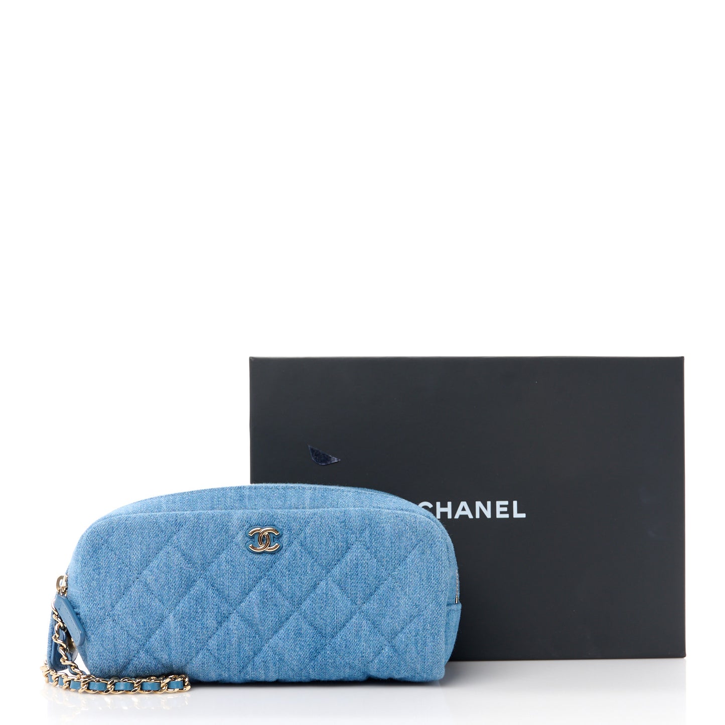 Denim Quilted Toiletry Case Blue