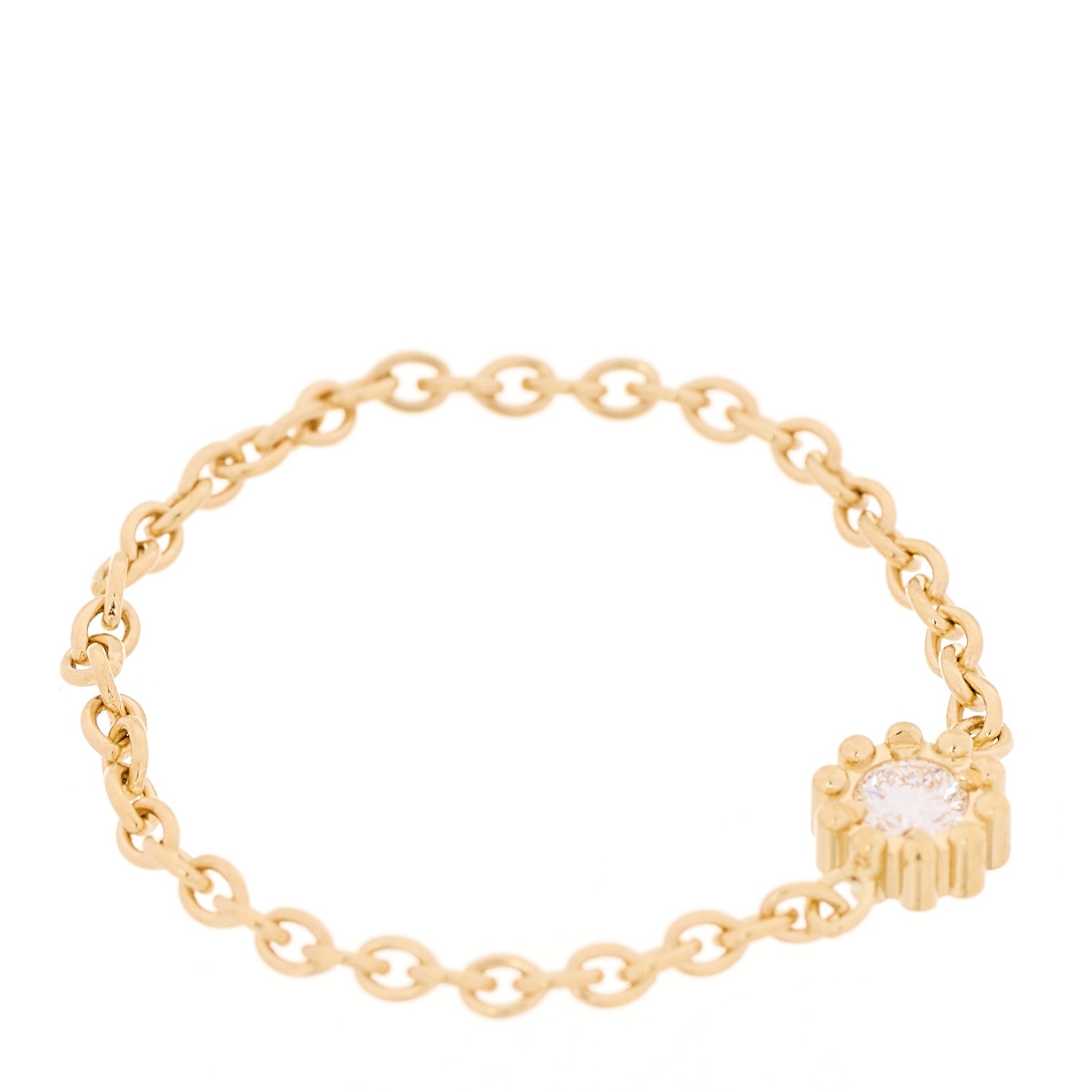 Christian Dior 18K Yellow Gold Diamond Mimirose Chain Ring 53 6.25