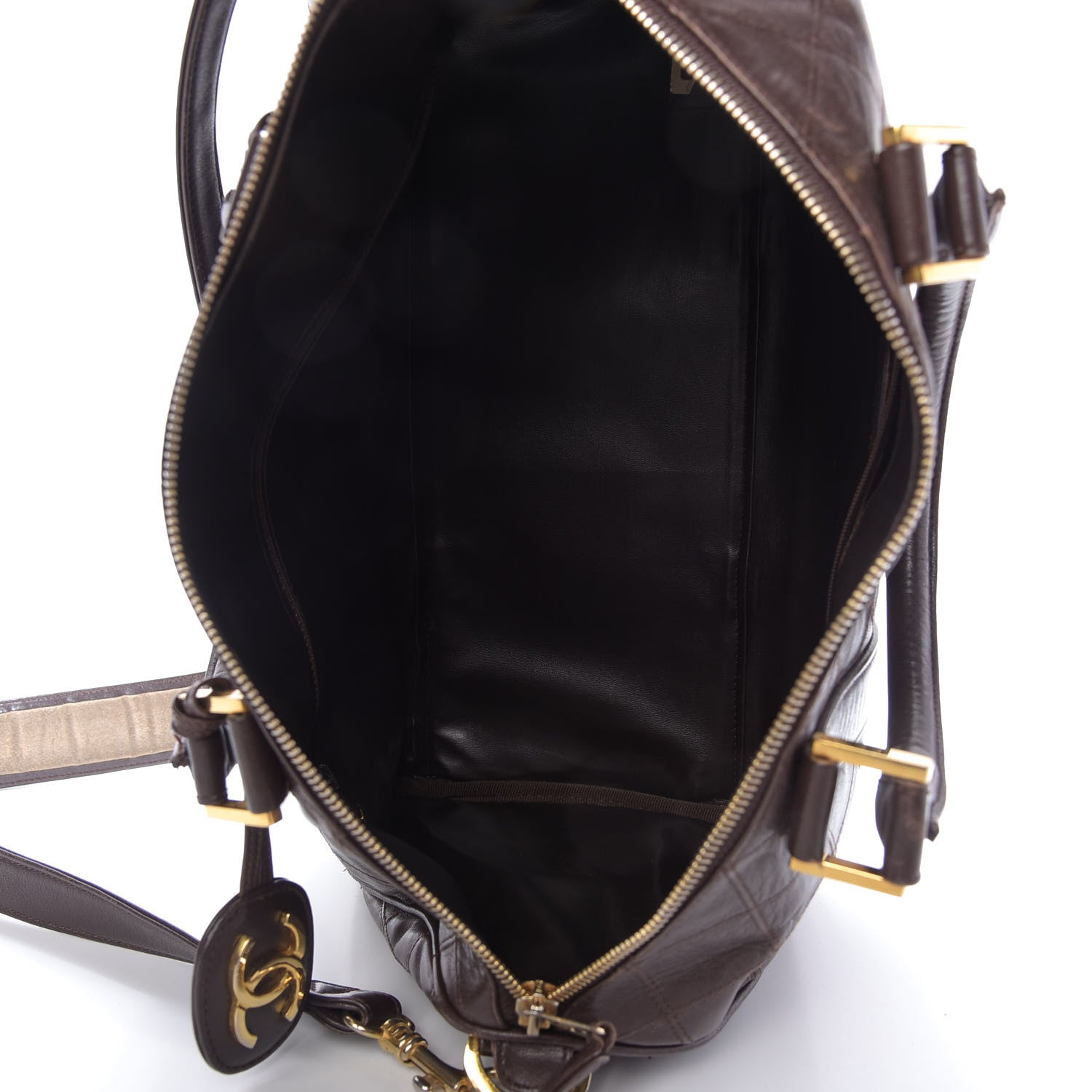 Chanel Calfskin Stitched CC Boston Brown 5 of 10