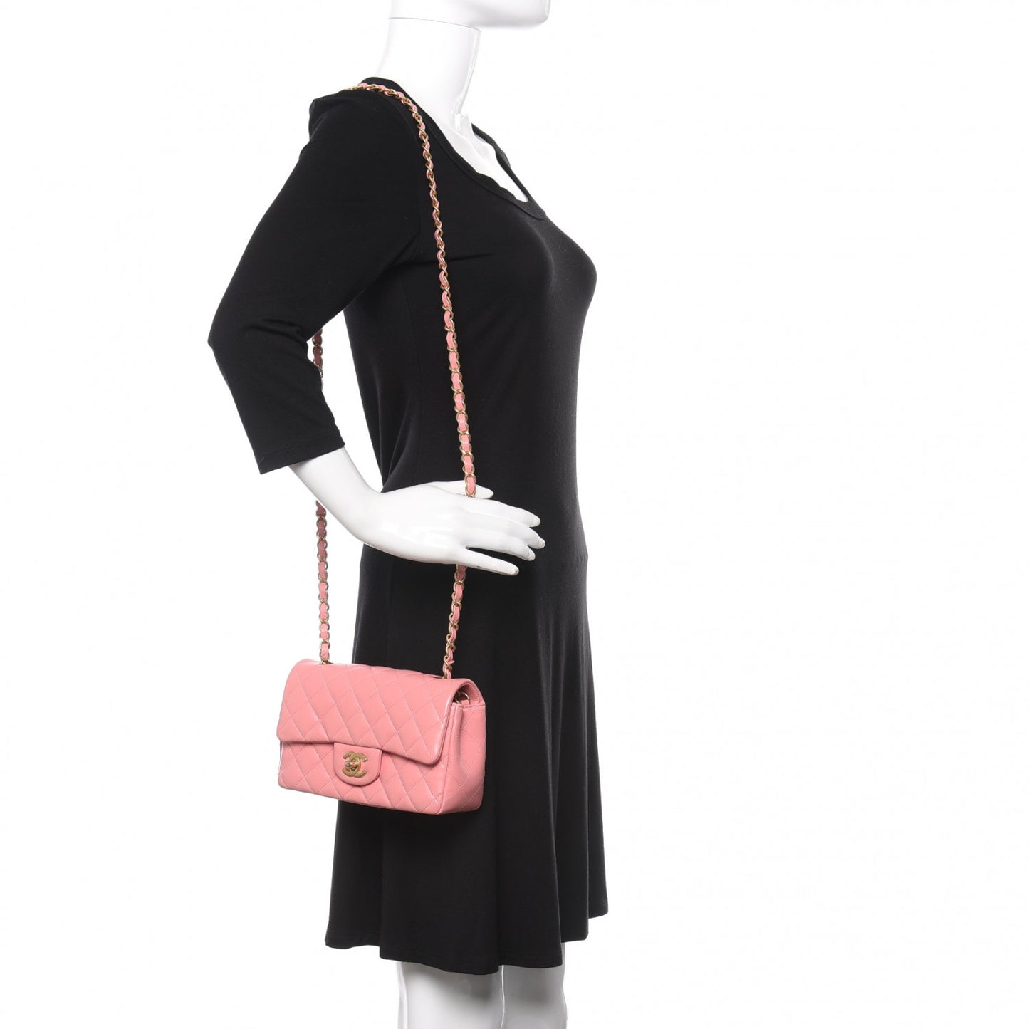 Lambskin Quilted Mini Rectangular Flap Pink