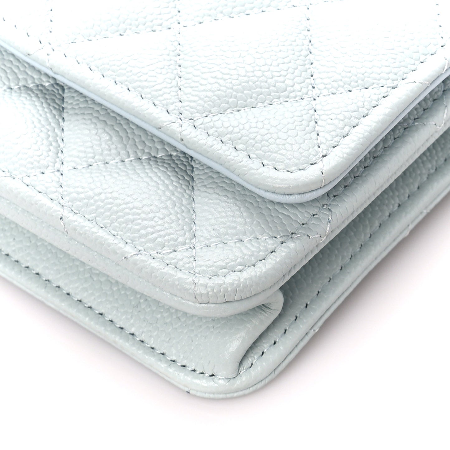 Caviar Quilted Sweetheart Wallet On Chain WOC Light Blue