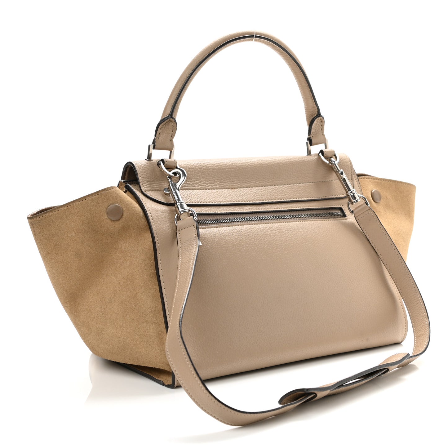 Drummed Calfskin Suede Small Trapeze Dune