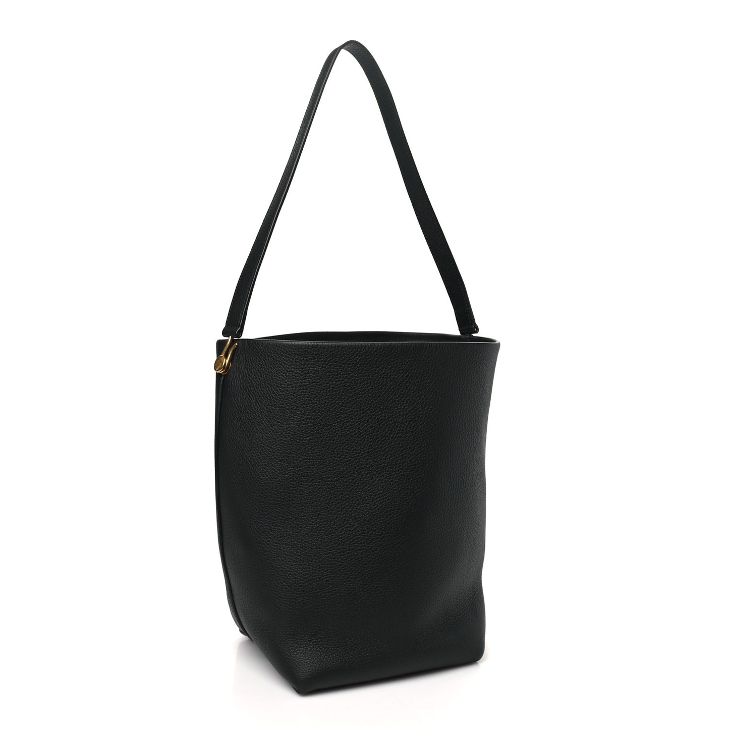Grained Calfskin Medium N/S Hook Tote Black