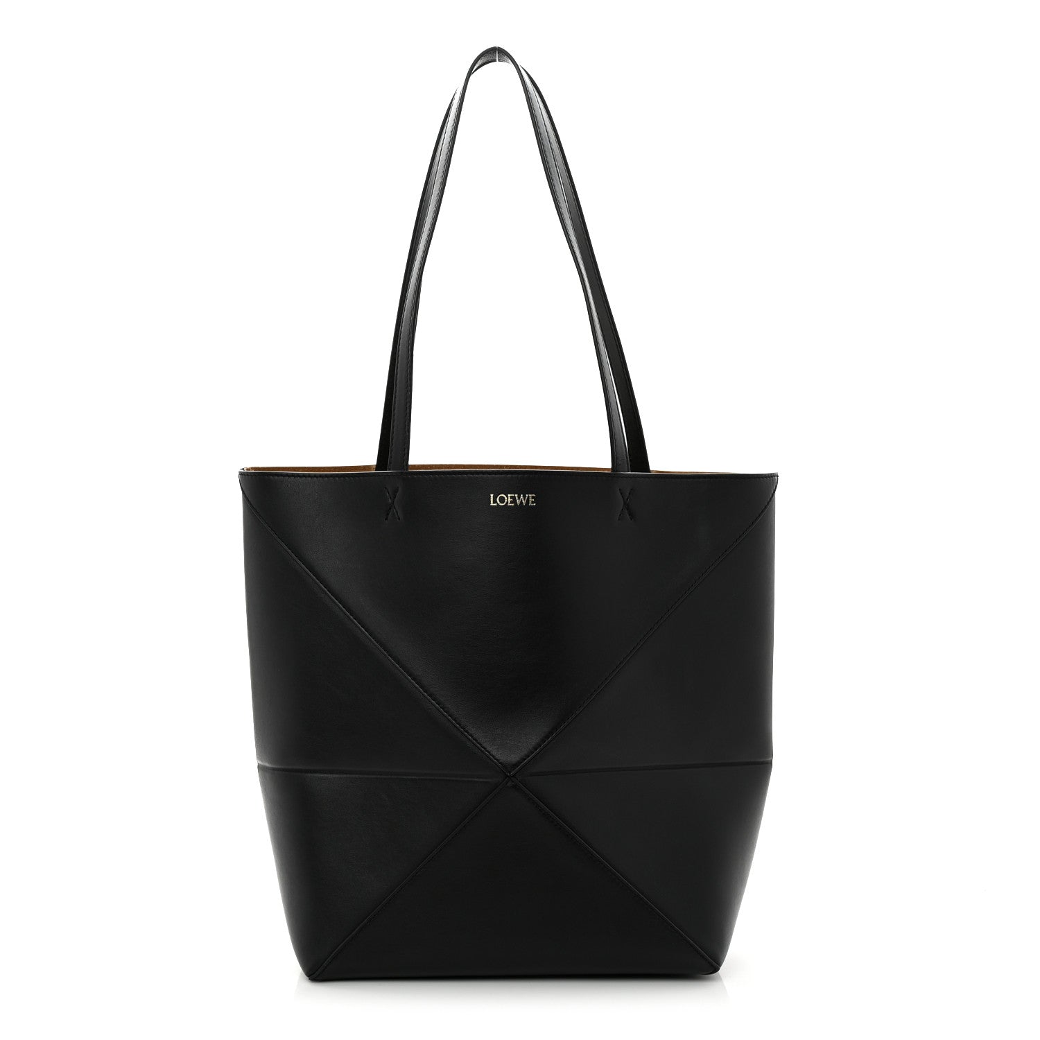 出品5/31まで☆LOEWE☆ Loewe Shiny Calfskin Medium Puzzle Fold Tote Black 1919981