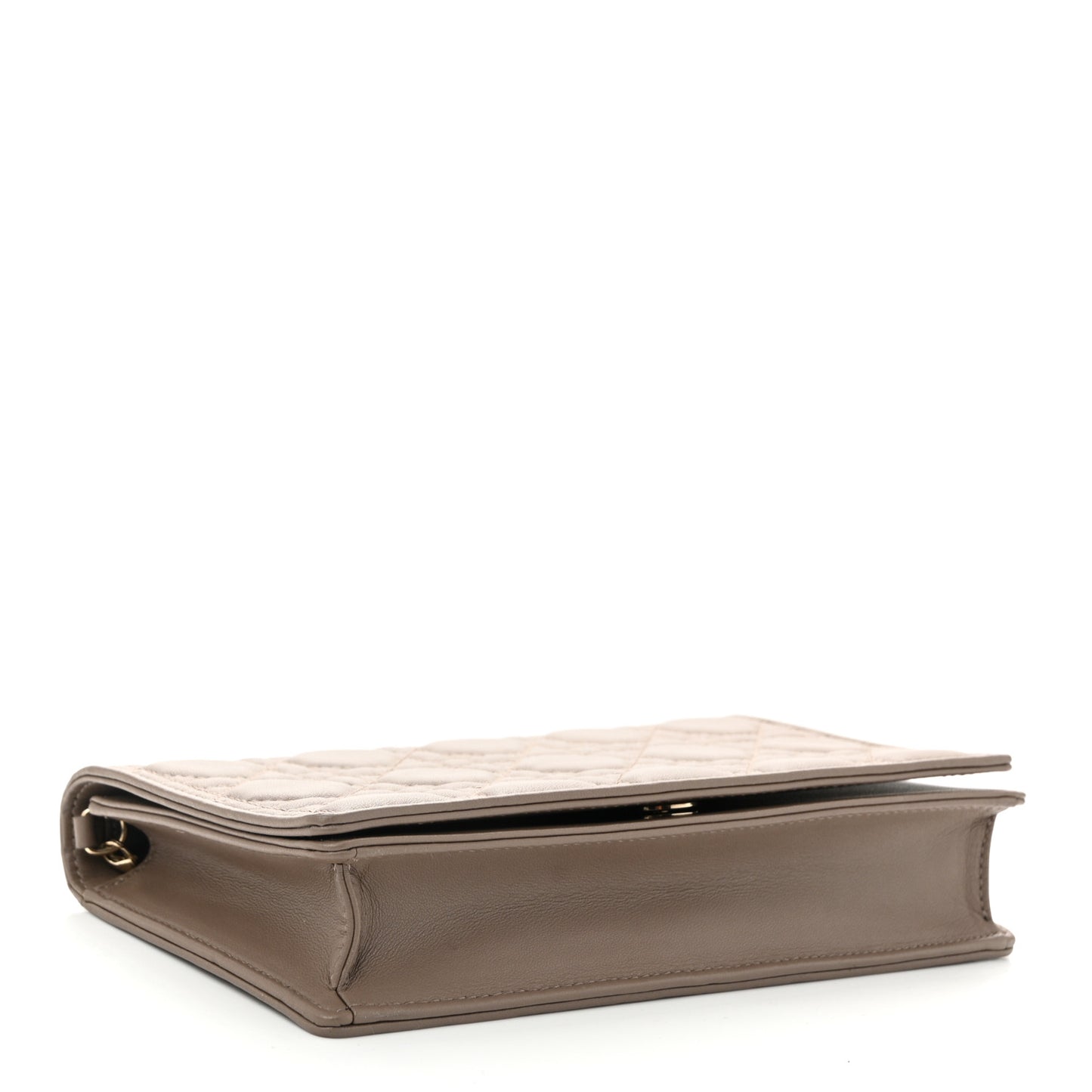 Lambskin Cannage Lady Dior Pouch Warm Taupe