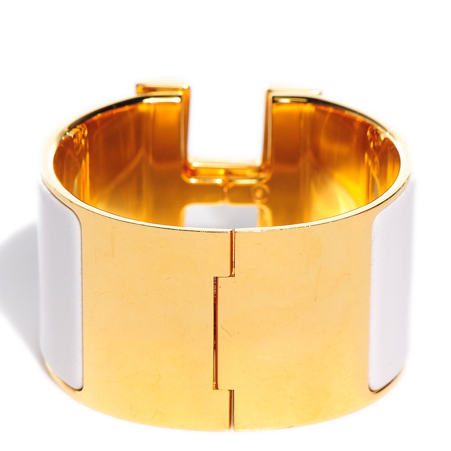 Enamel Extra Wide Clic Clac H Bracelet PM White