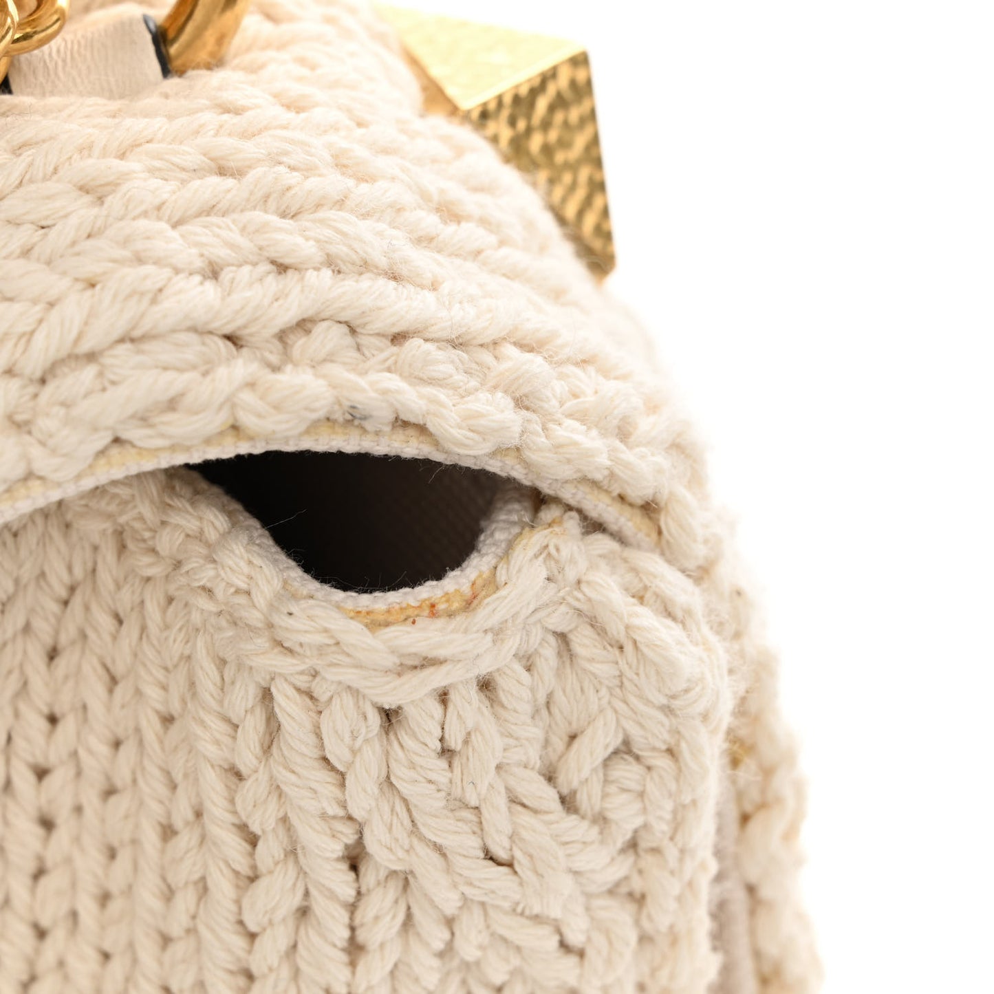 Knit Medium Roman Stud Shoulder Bag Ecru