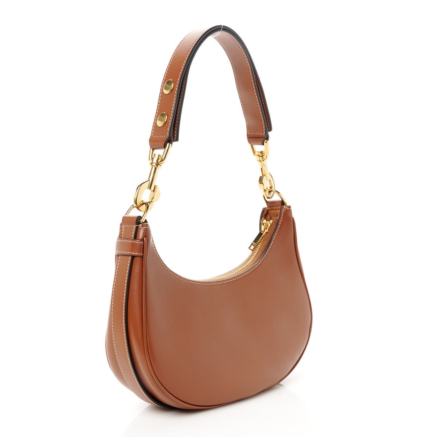Smooth Calfskin Medium Strap Ava Shoulder Bag Tan