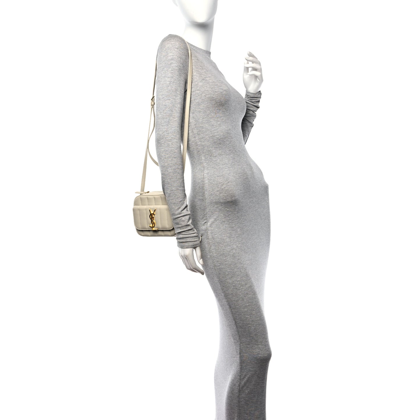 Lambskin Matelasse Monogram Vicky Camera Bag Crema Soft