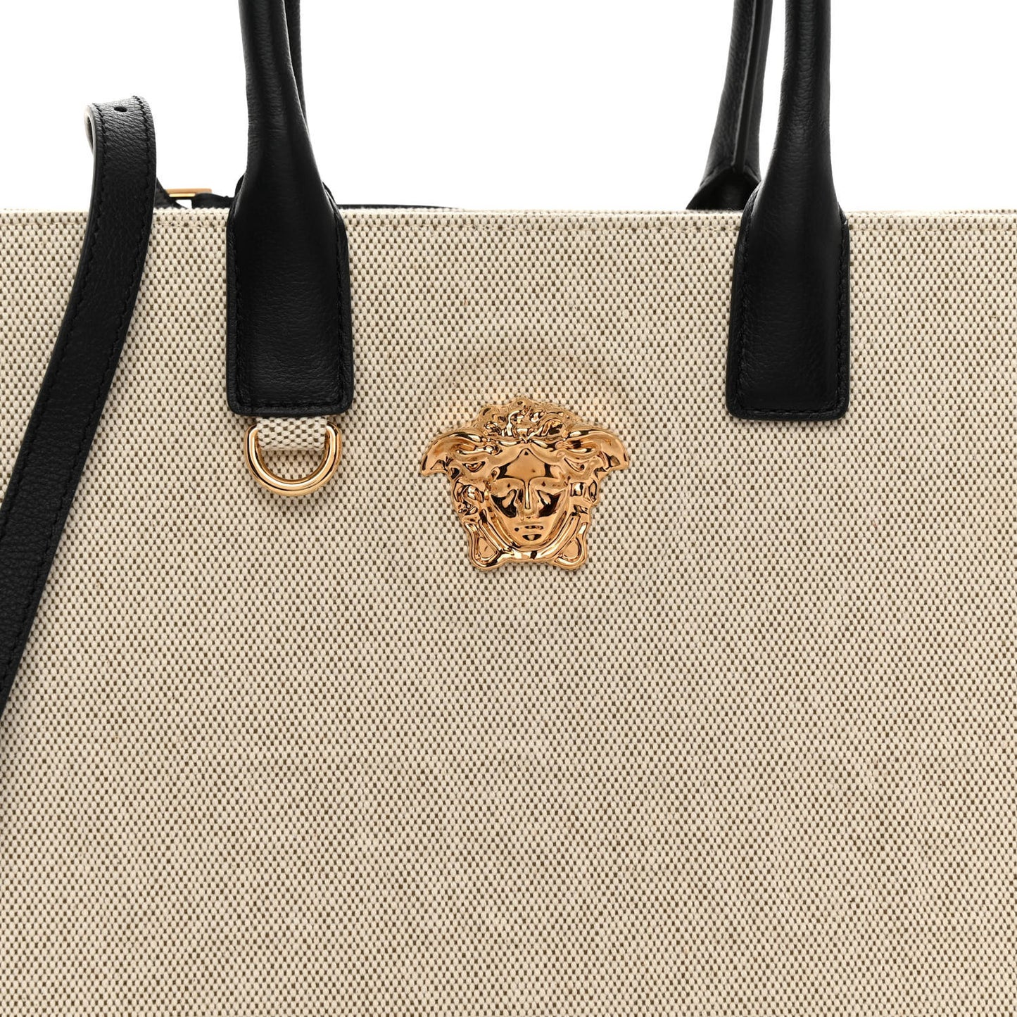 Canvas Calfskin La Medusa Small Tote Beige