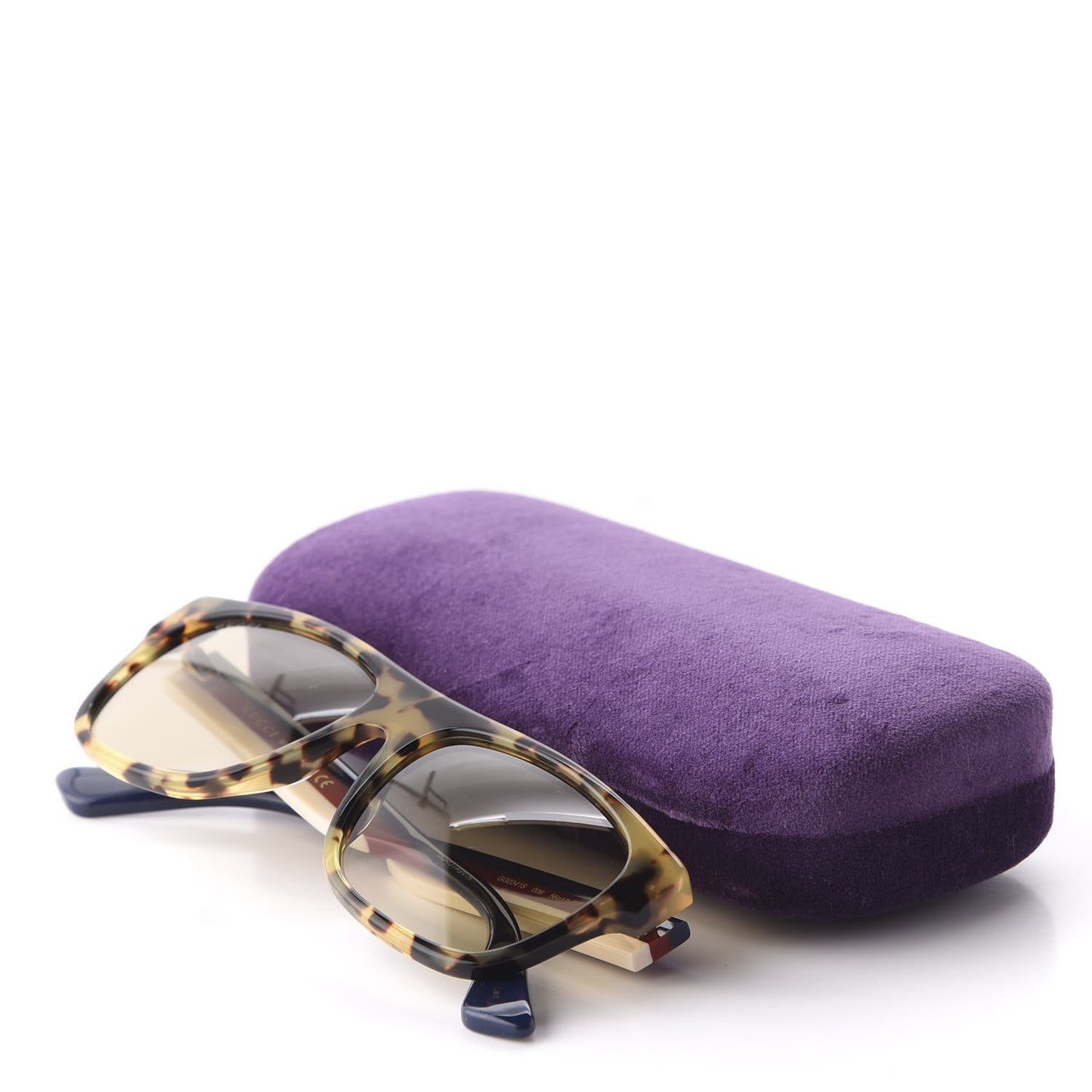 Acetate Square Frame Web Sunglasses GG0341S Tortoise