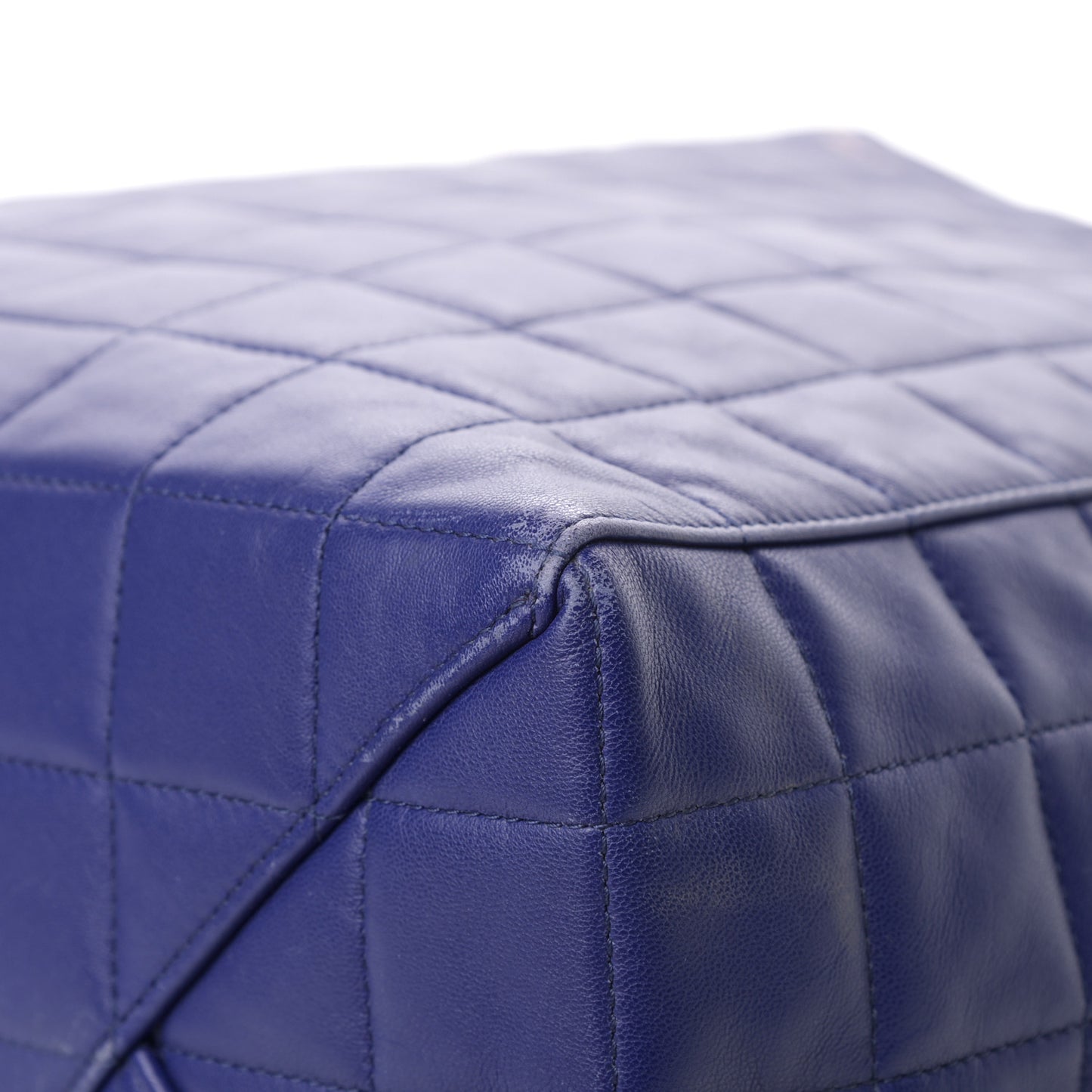 Lambskin Quilted Horizontal Cabas Blue