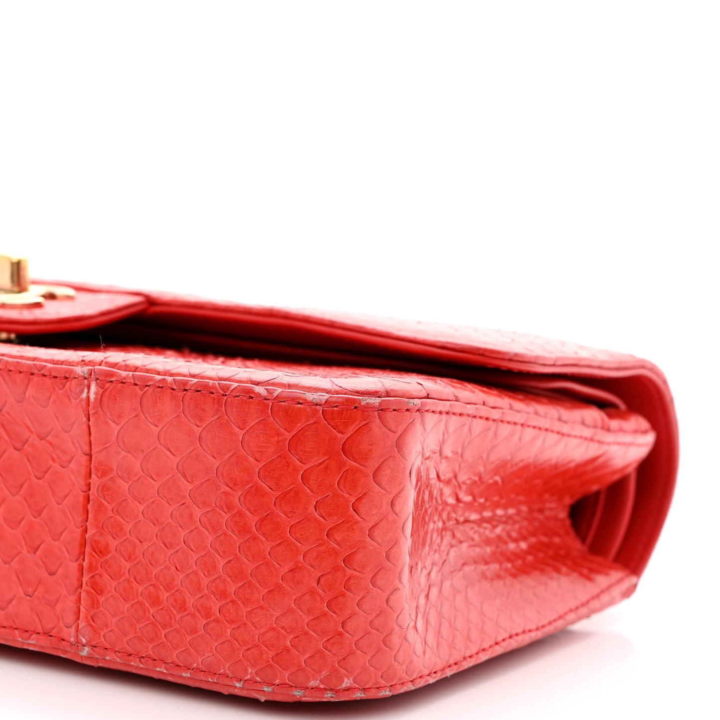 Snakeskin Medium Double Flap Red
