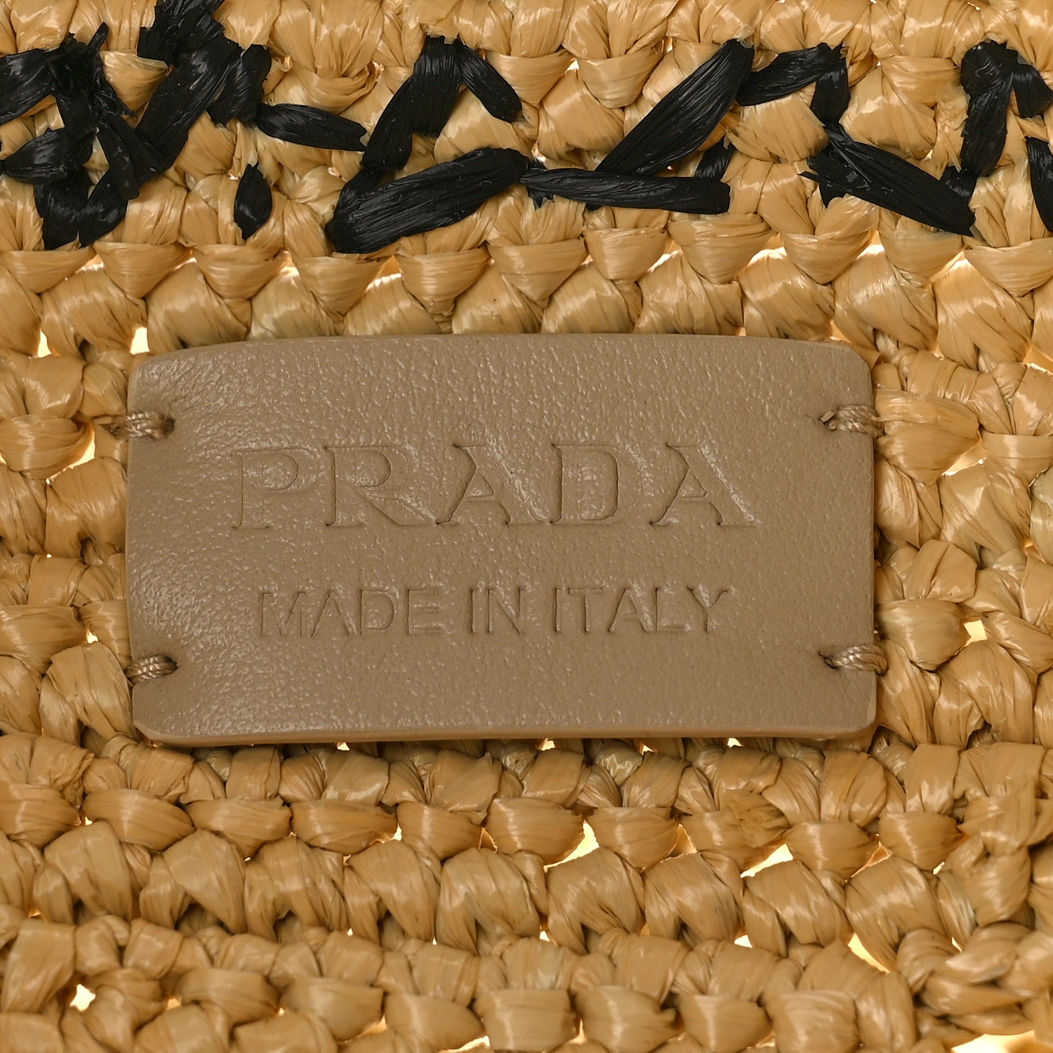 Prada Yarn Raffia Effect Crochet Logo Embroidered Shopping Tote Bag Naturale 6 of 8