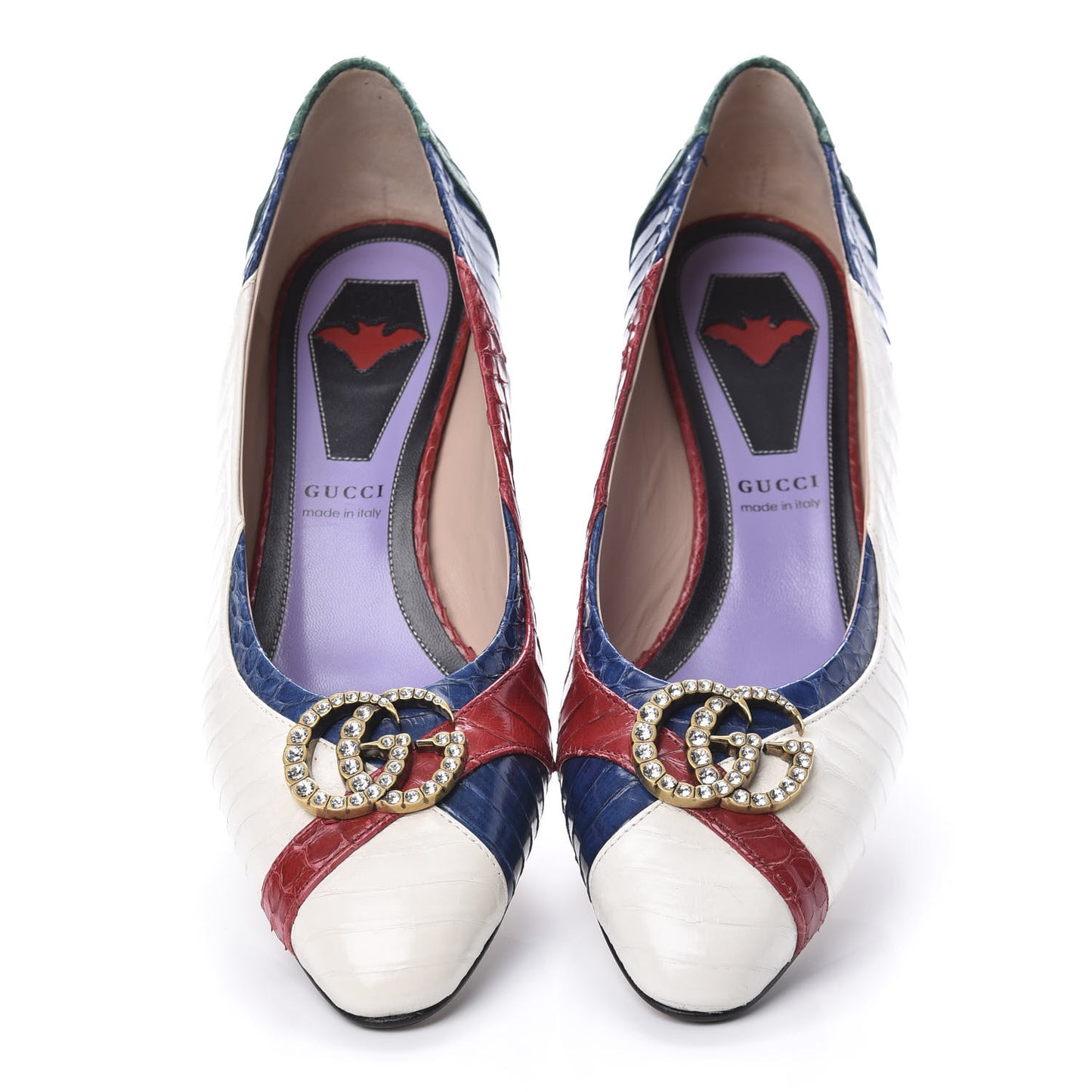 Snakeskin Crystal Double G Pumps 37 Multicolor