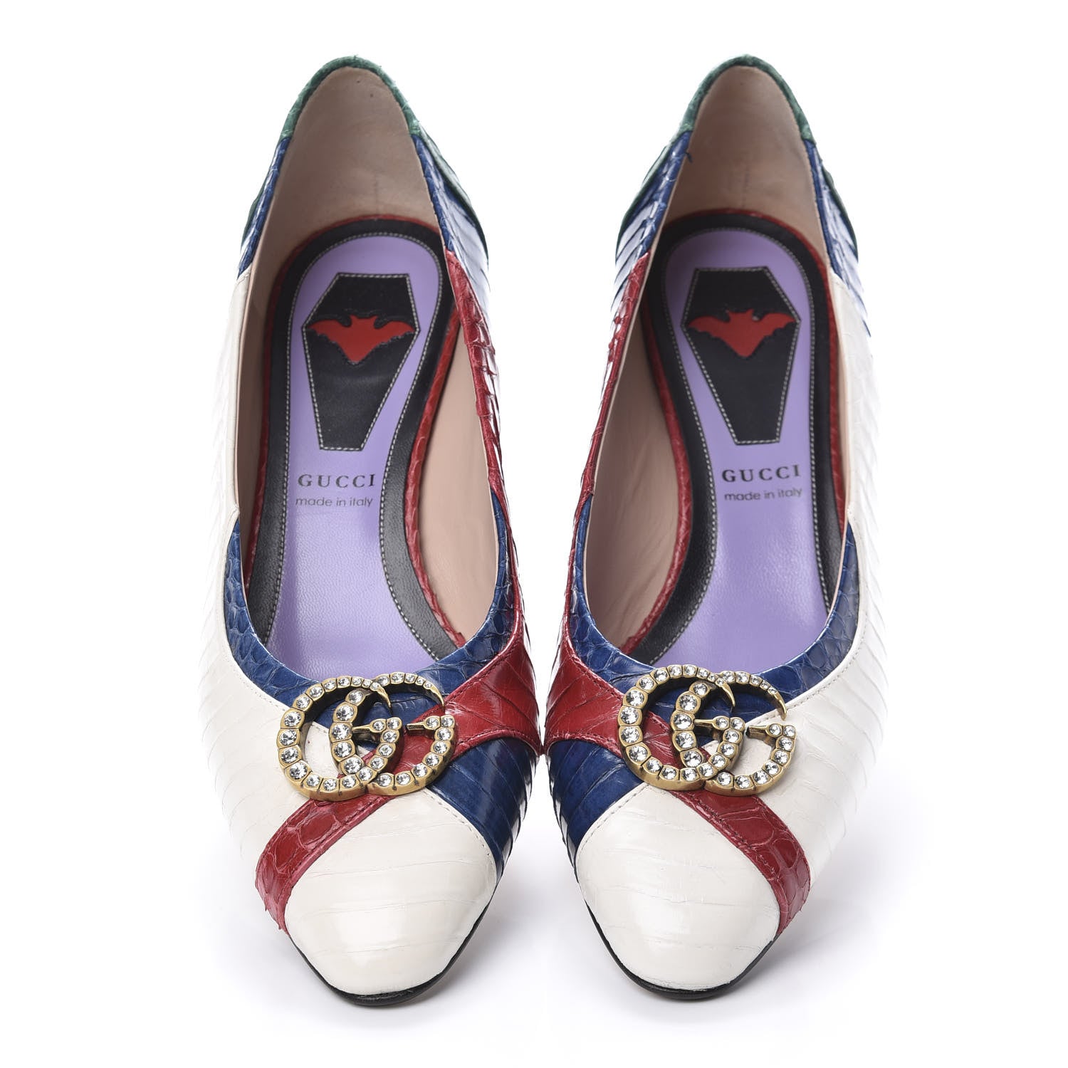 Gucci Snakeskin Crystal Double G Pumps 37 Multicolor 5 of 13
