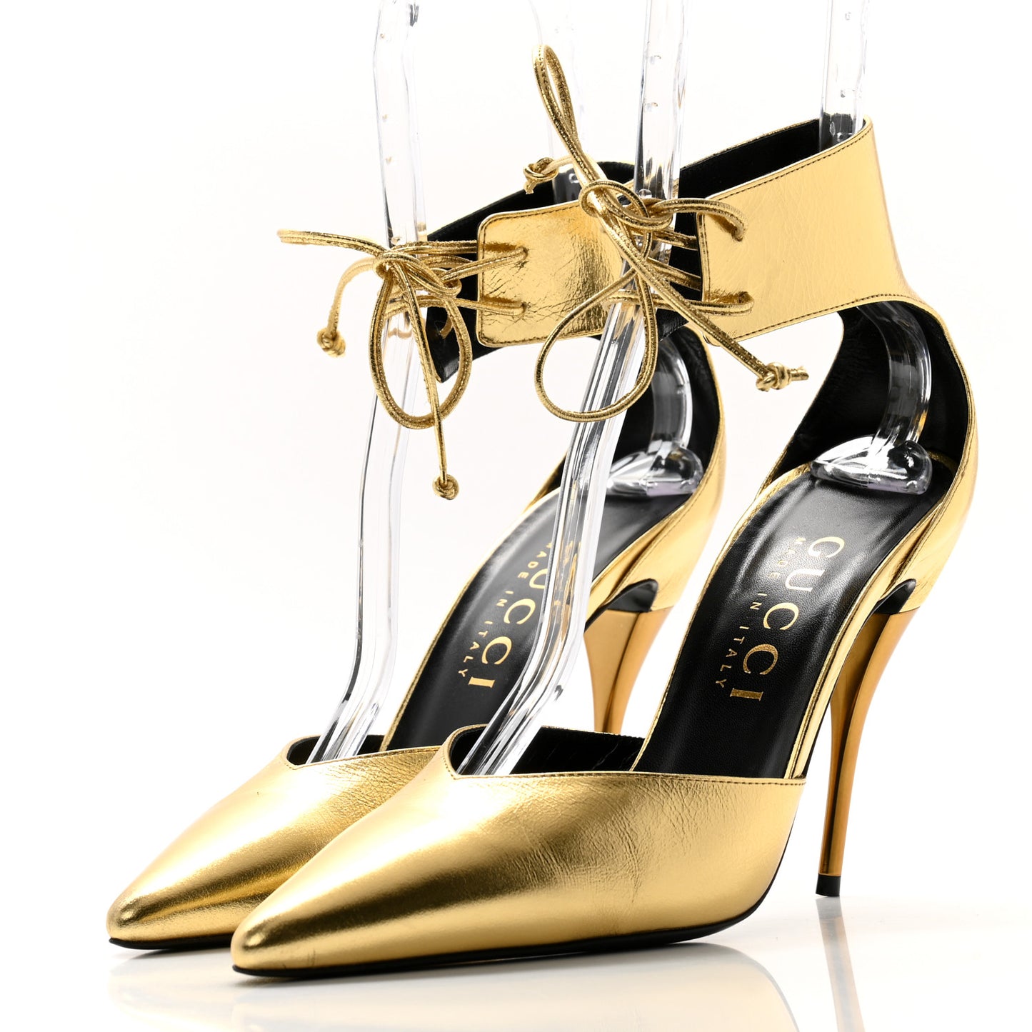 Soft Nappa Priscilla Ankle Cuff Pumps 41 Gold
