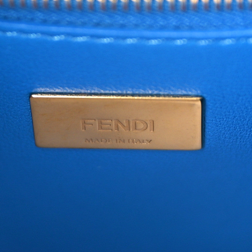 Denim Fabric Nappa FF Mini Peekaboo Iconic Satchel Blue