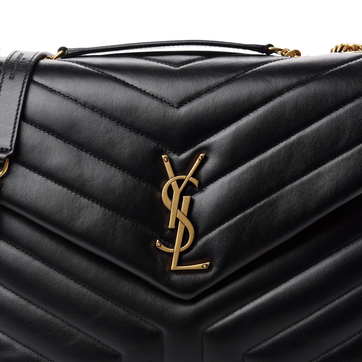 Calfskin Y Quilted Monogram Medium Loulou Chain Satchel Black