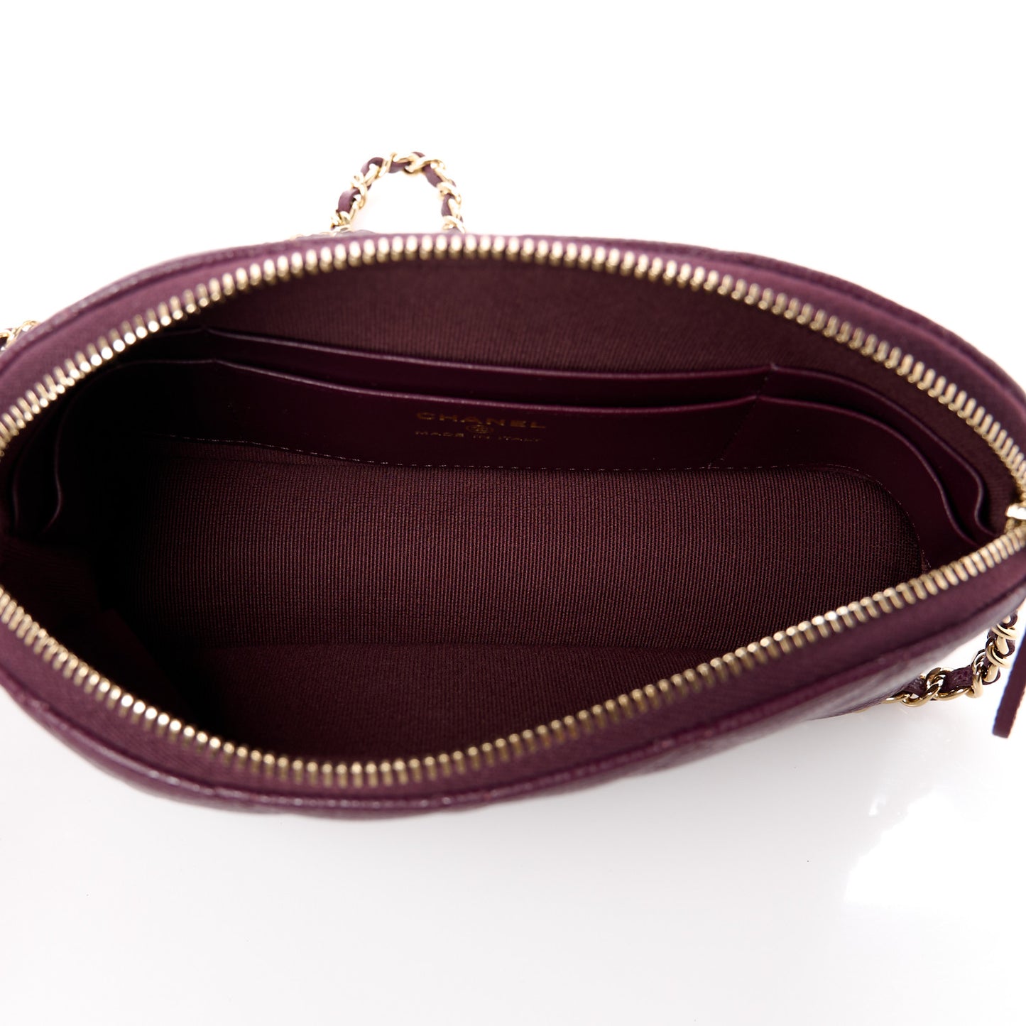 Caviar Quilted Classic Clutch With Chain Burgundy