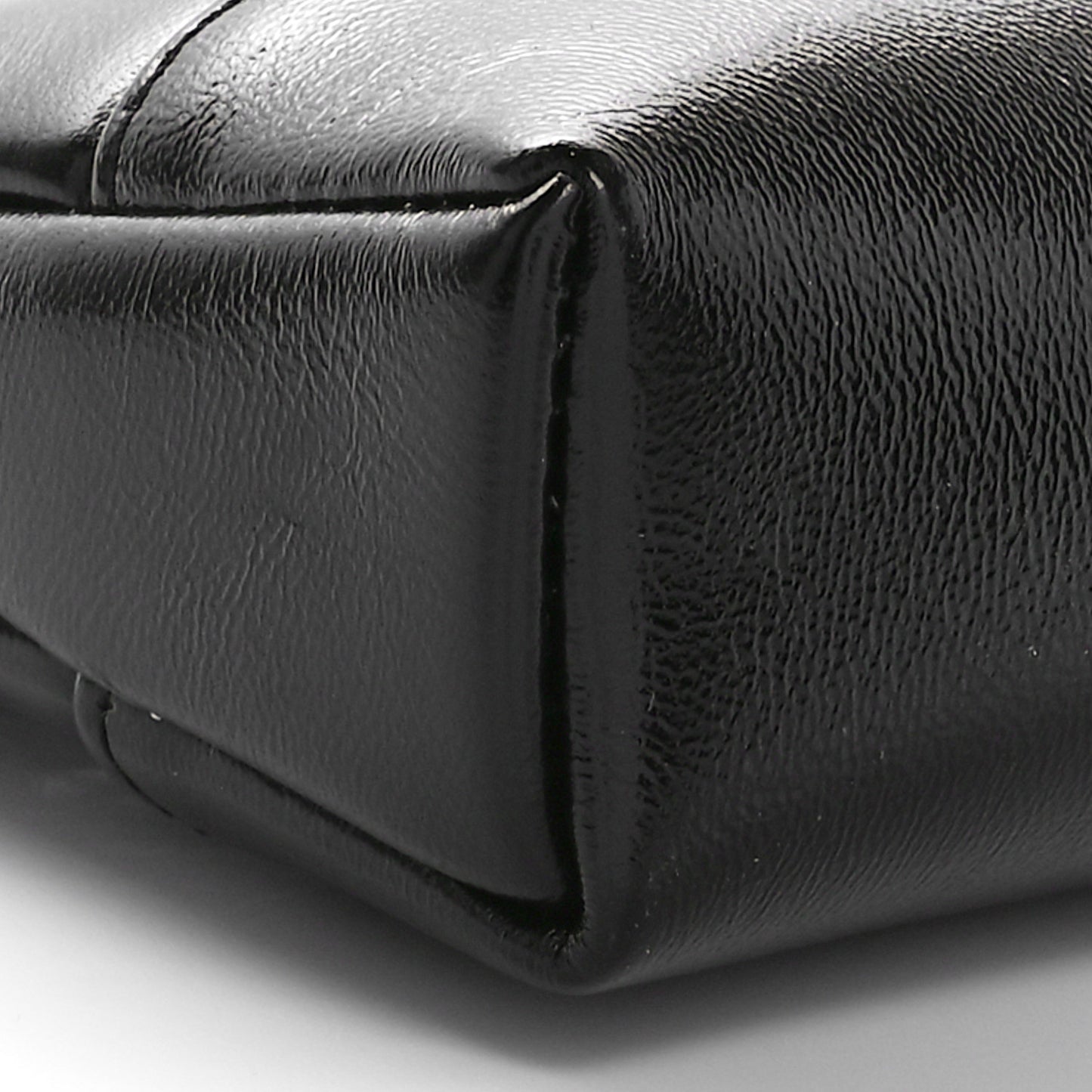 Shiny Crumpled Calfskin Quilted Nano 31 Shopping Bag Black
