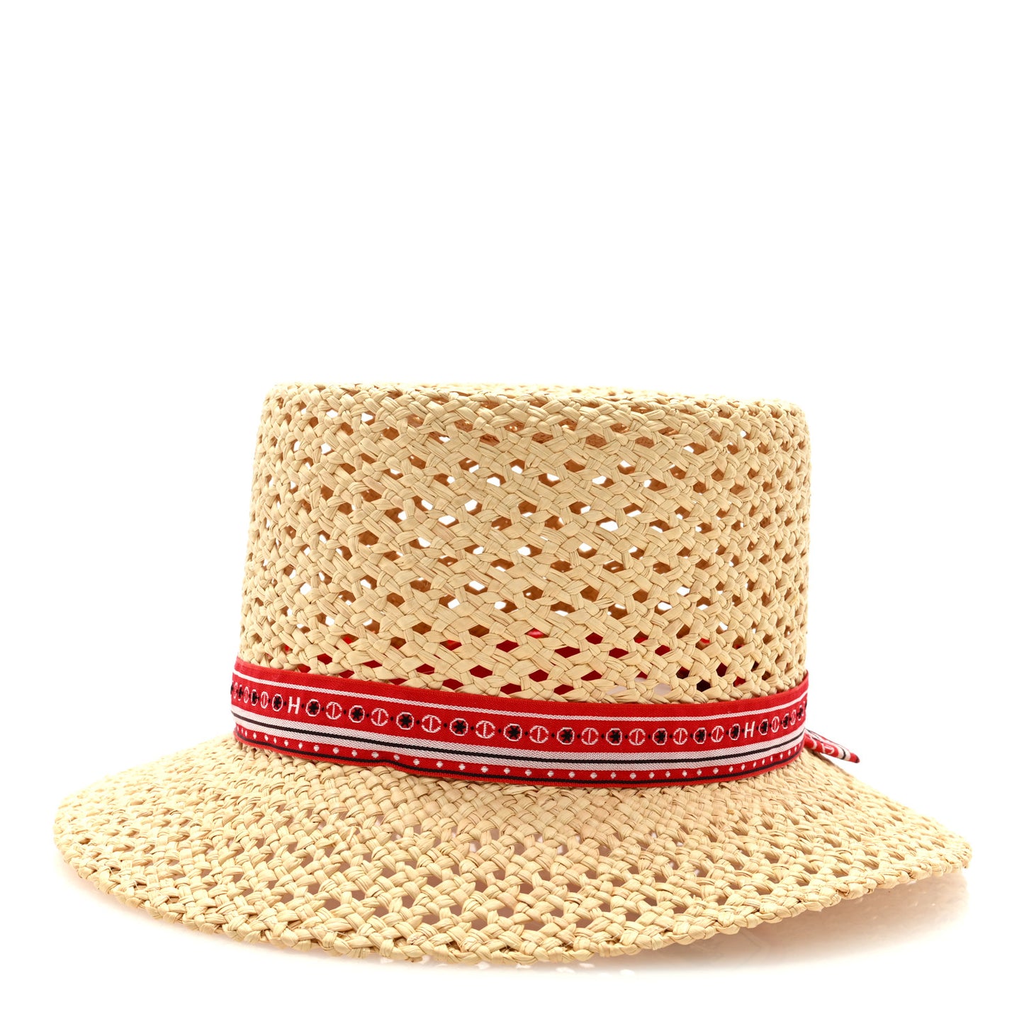 Straw Adele Panama Hat 56 Black Naturel Rouge