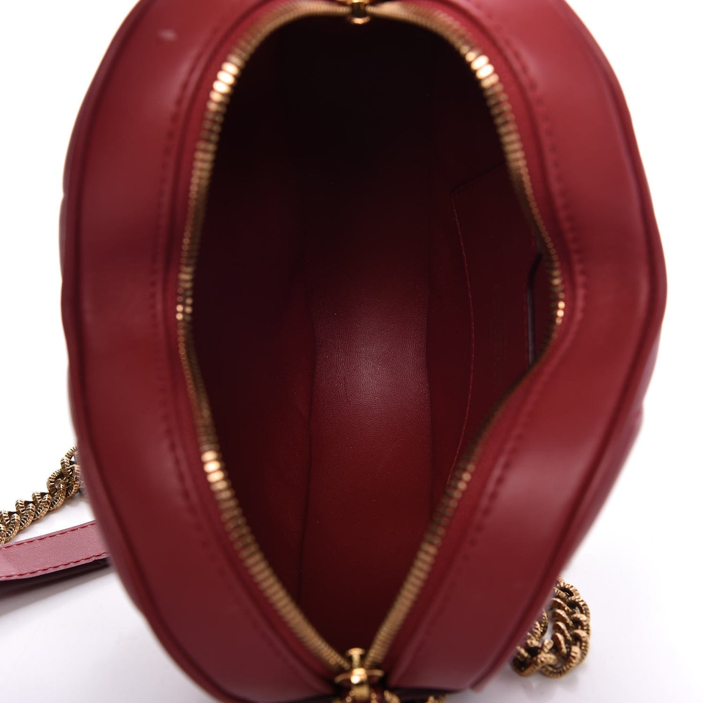 Calfskin Devotion Heart Zip Crossbody Bag Red