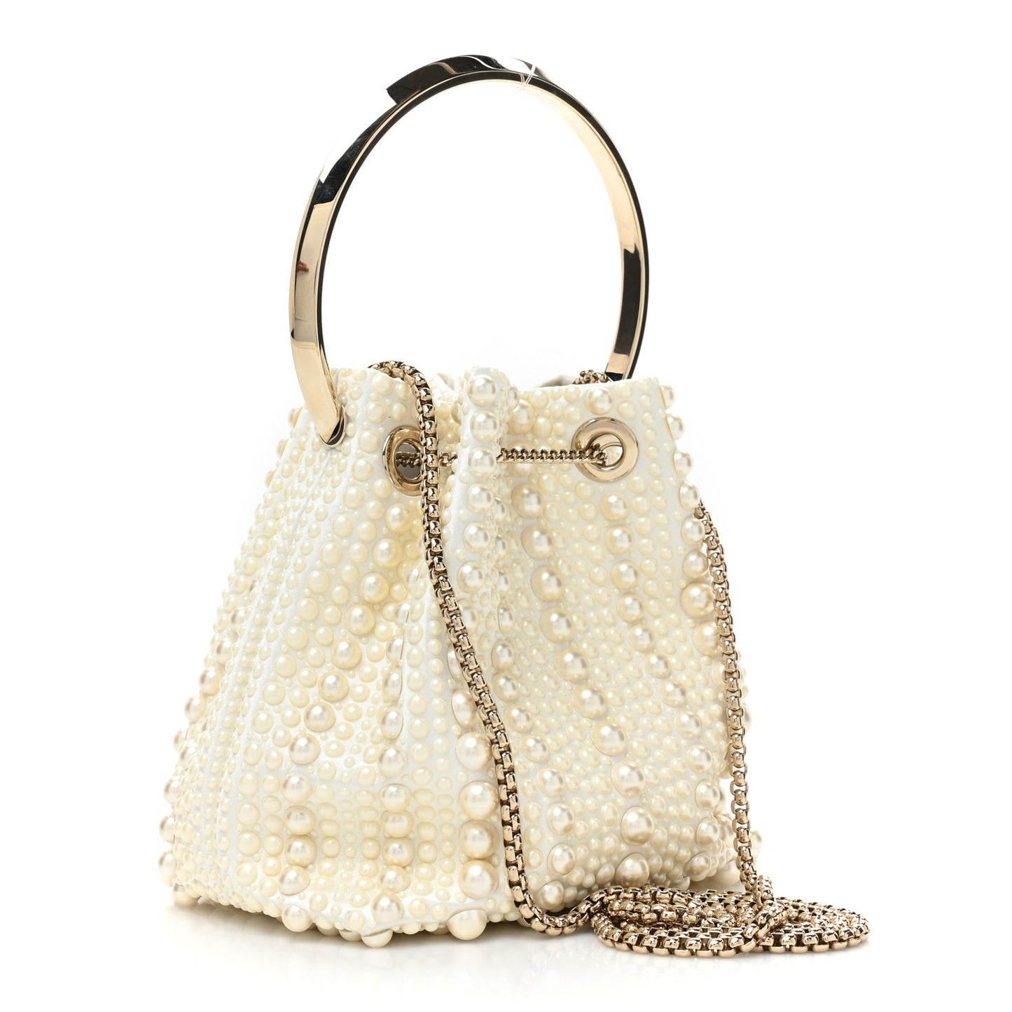 Satin Pearl Embellished Bon Bon Bag Ivory