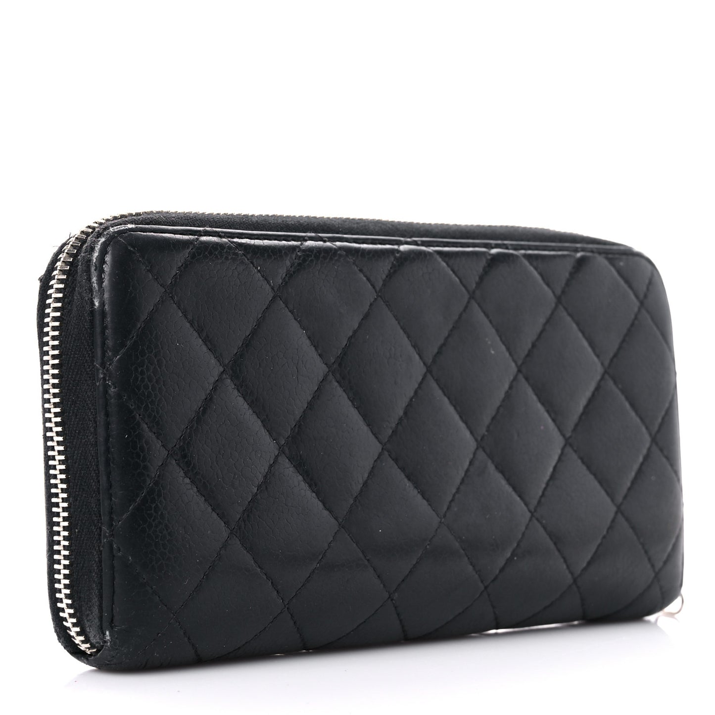 Caviar Quilted Medium Zip Around Wallet Black