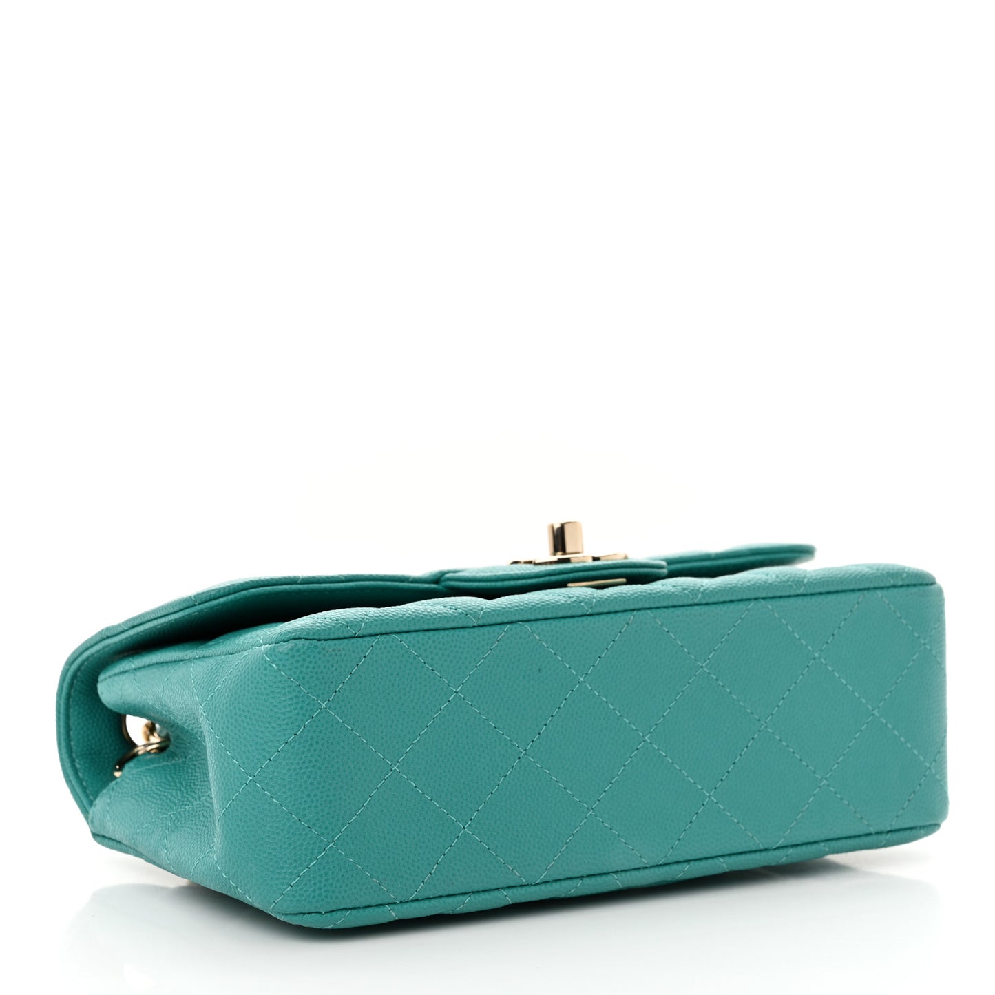 Caviar Quilted Mini Rectangular Flap Turquoise