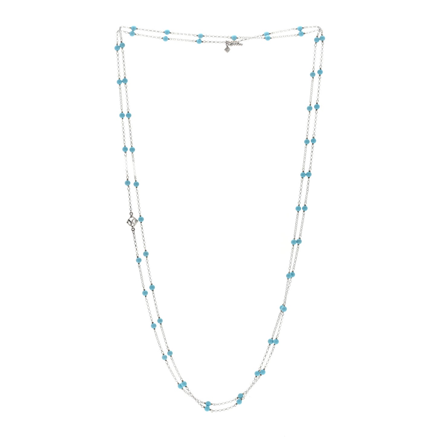 Sterling SIlver Turquoise Long Bead Station Necklace